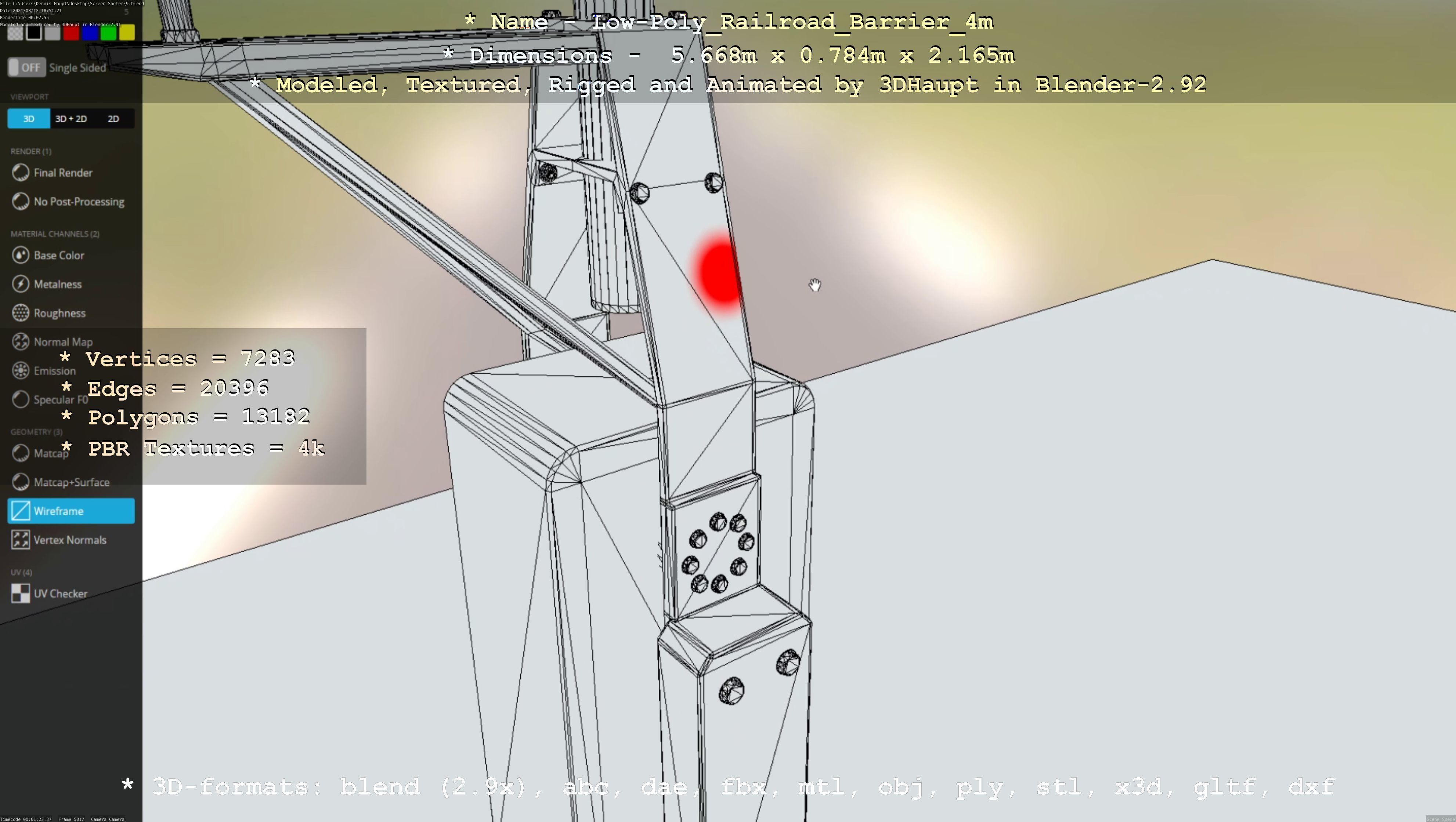 Low-Poly Railroad Barrier 4m Low-poly 3D model_51