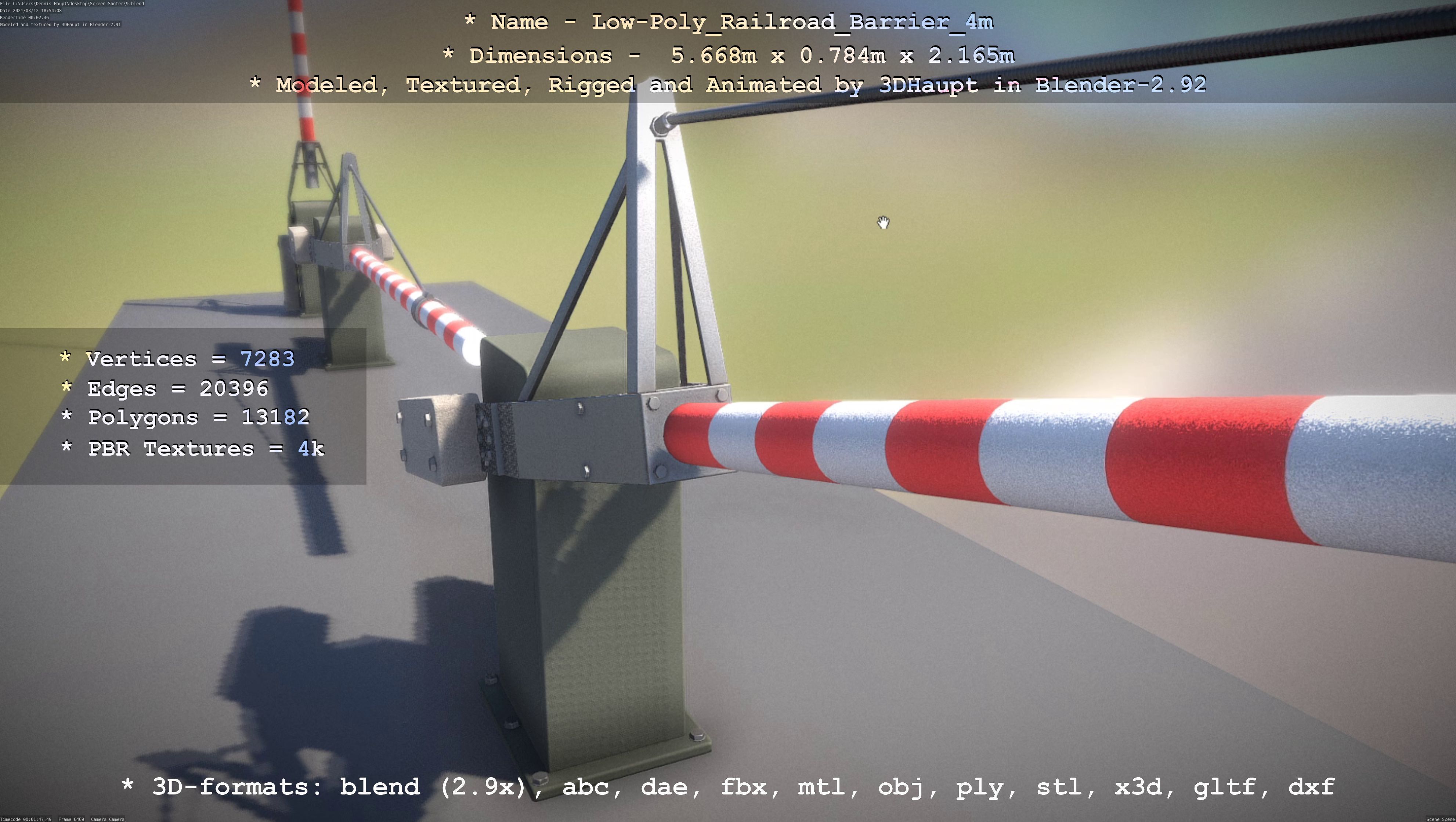 Low-Poly Railroad Barrier 4m Low-poly 3D model_81