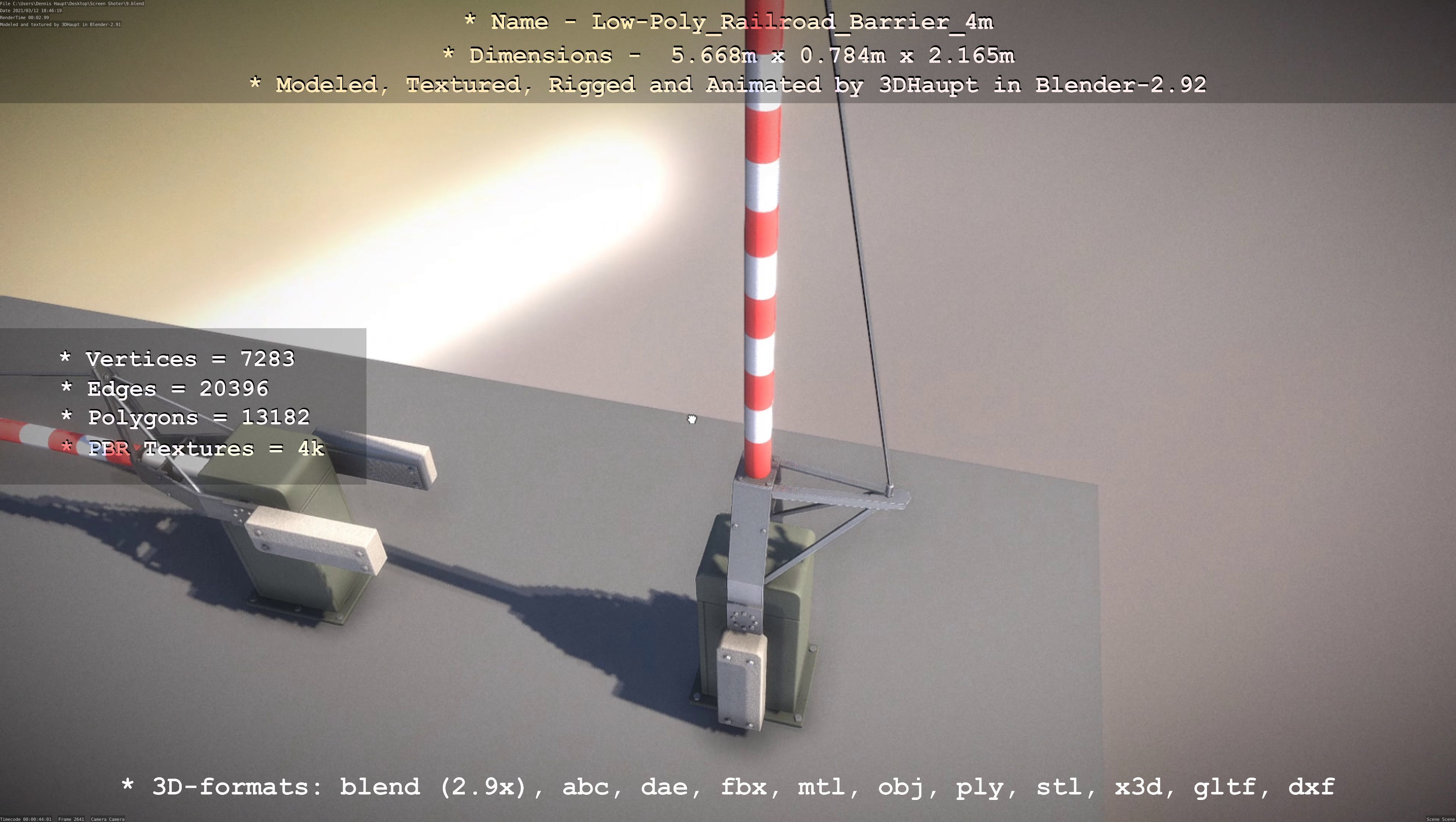 Low-Poly Railroad Barrier 4m Low-poly 3D model_28