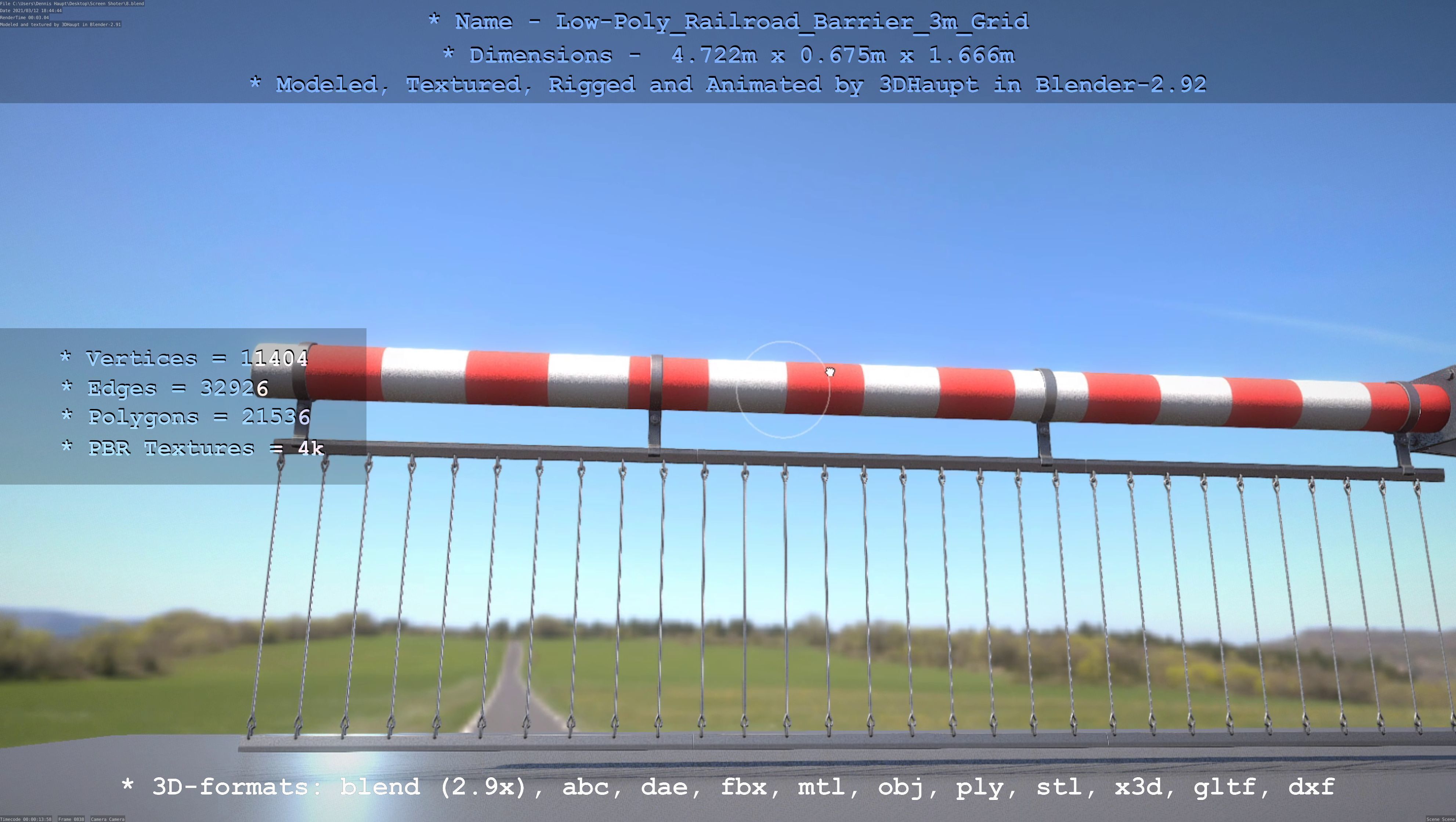 Low-Poly Railroad Barrier 3m Protective Grid Low-poly 3D model_107