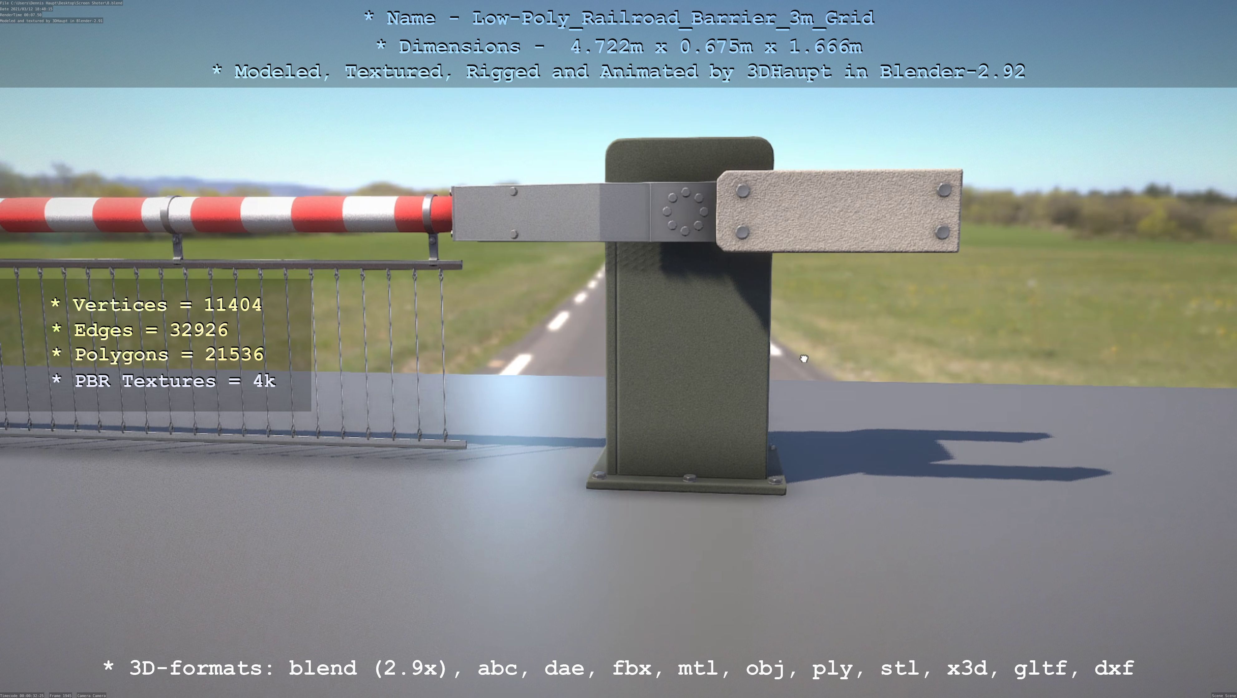 Low-Poly Railroad Barrier 3m Protective Grid Low-poly 3D model_22