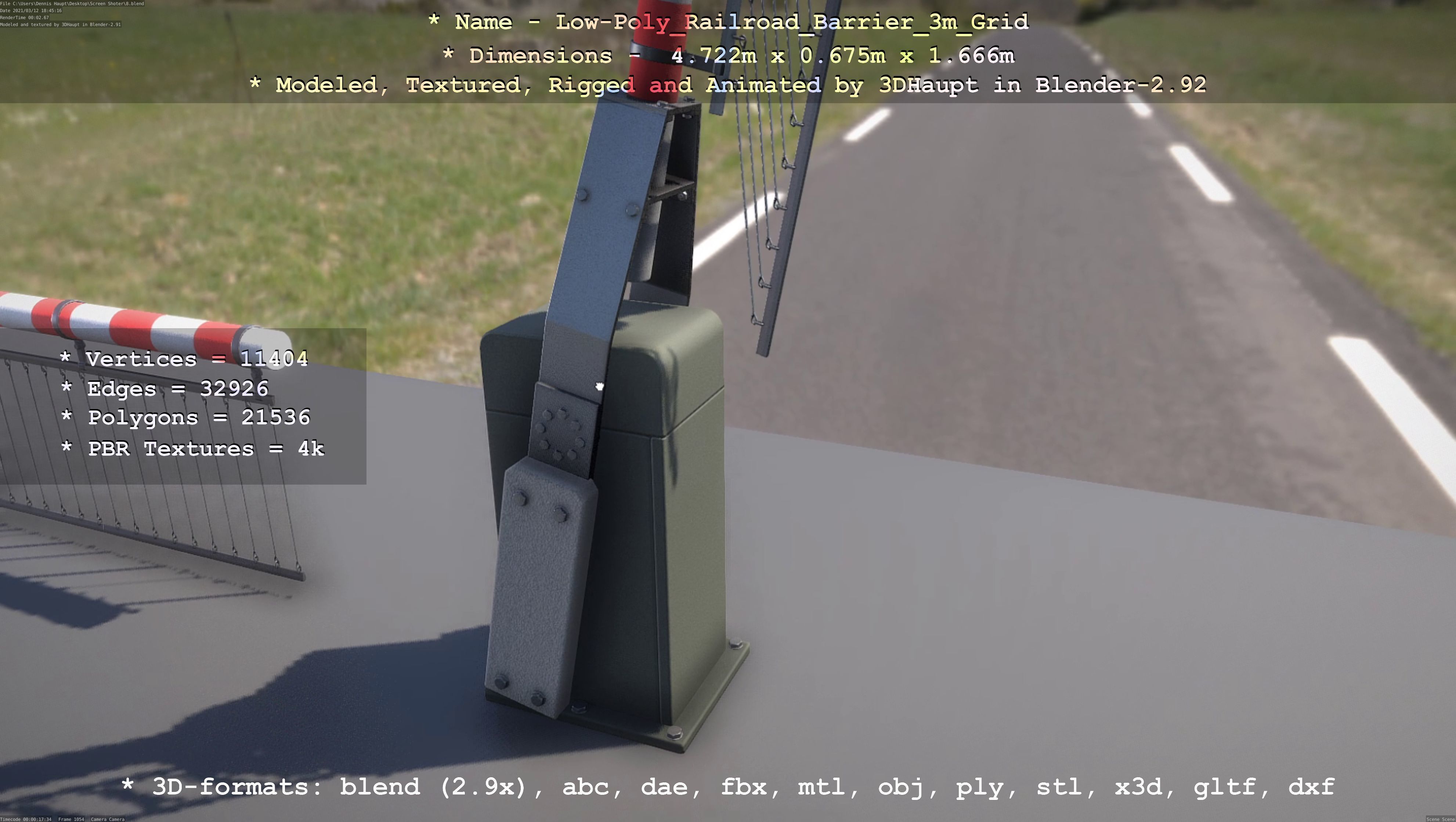 Low-Poly Railroad Barrier 3m Protective Grid Low-poly 3D model_110