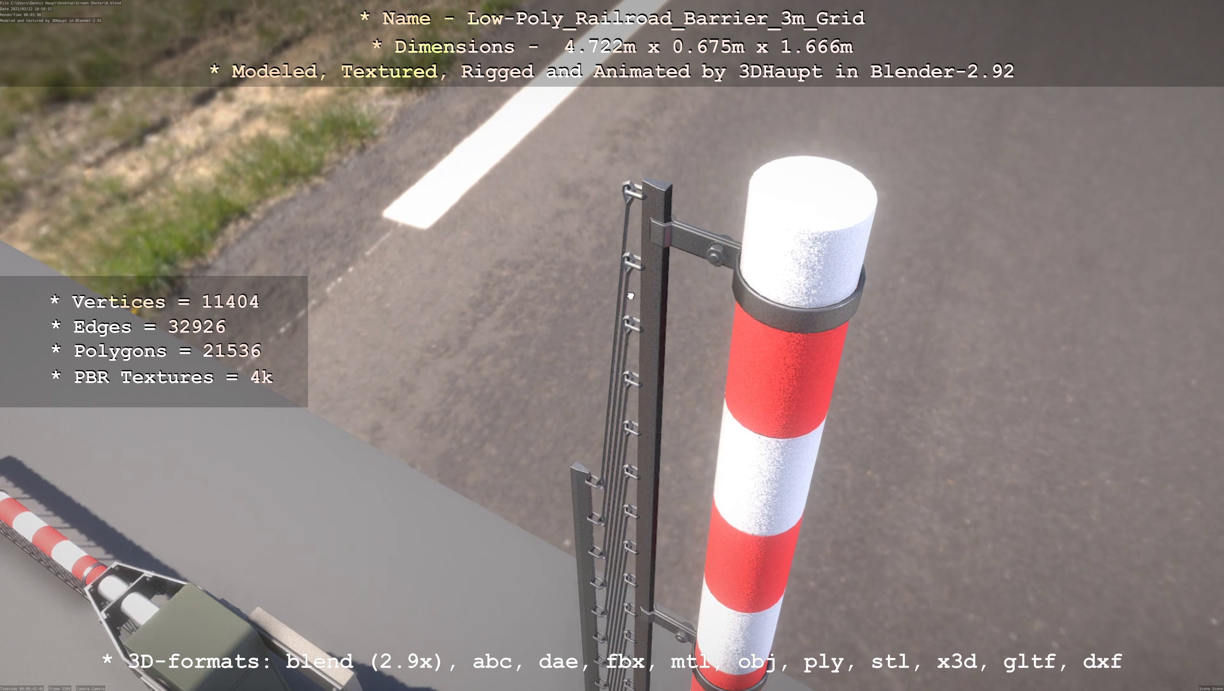 Low-Poly Railroad Barrier 3m Protective Grid Low-poly 3D model_38
