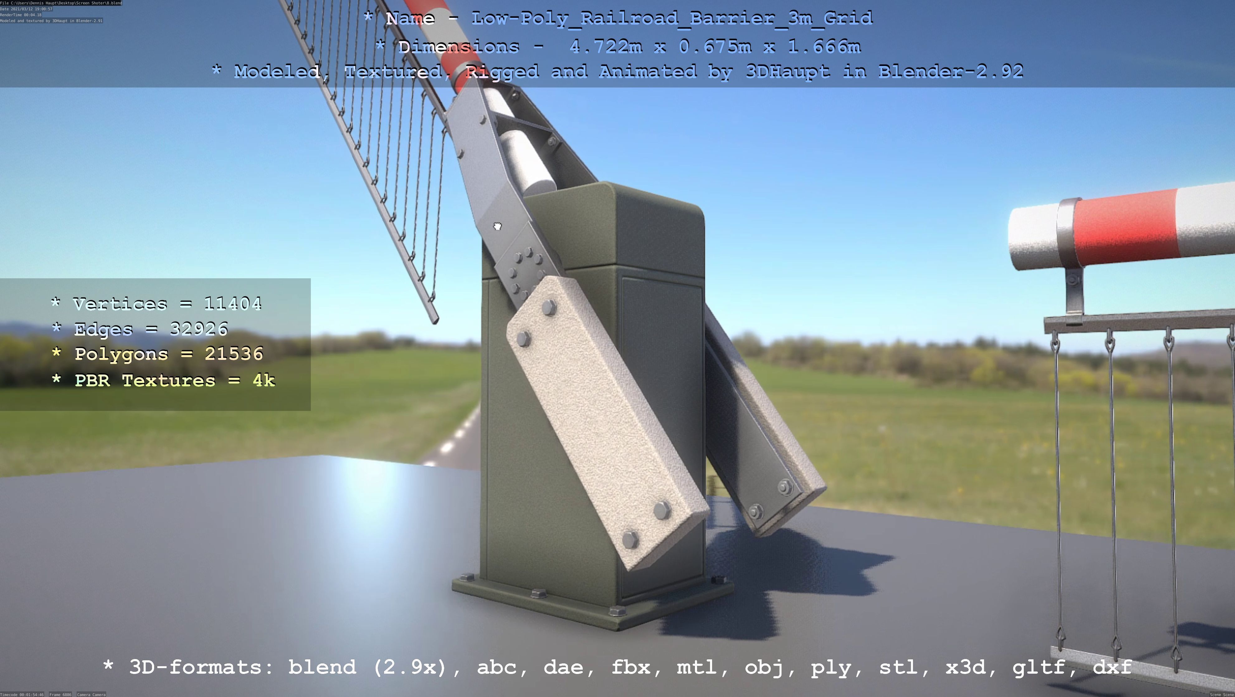 Low-Poly Railroad Barrier 3m Protective Grid Low-poly 3D model_59