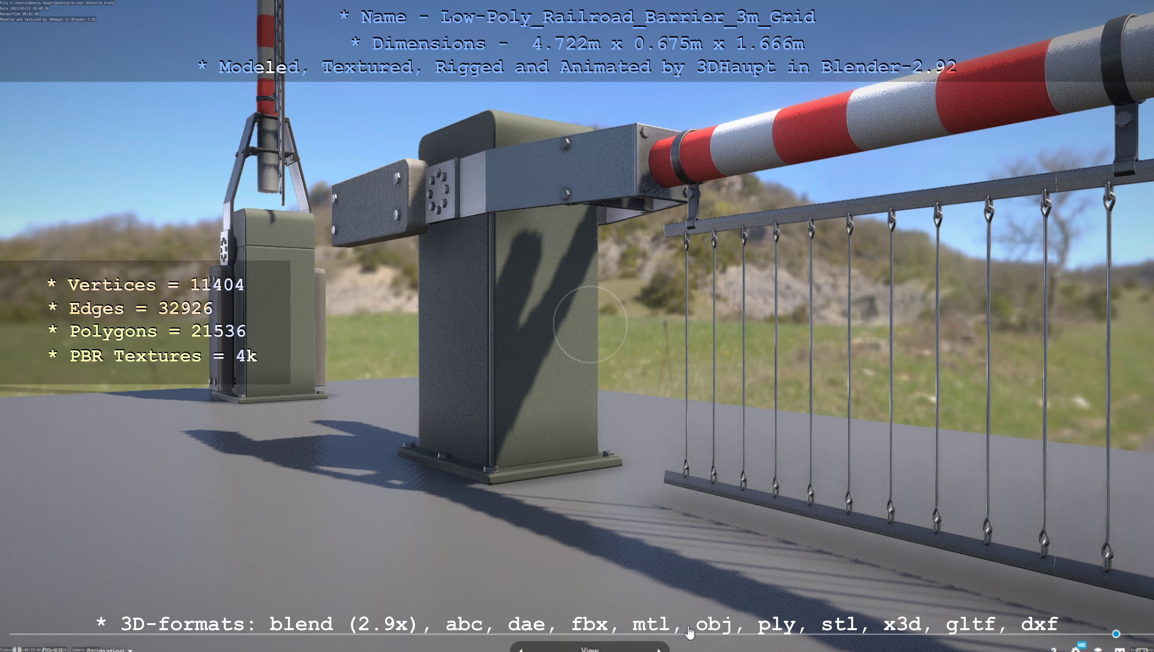 Low-Poly Railroad Barrier 3m Protective Grid Low-poly 3D model_28