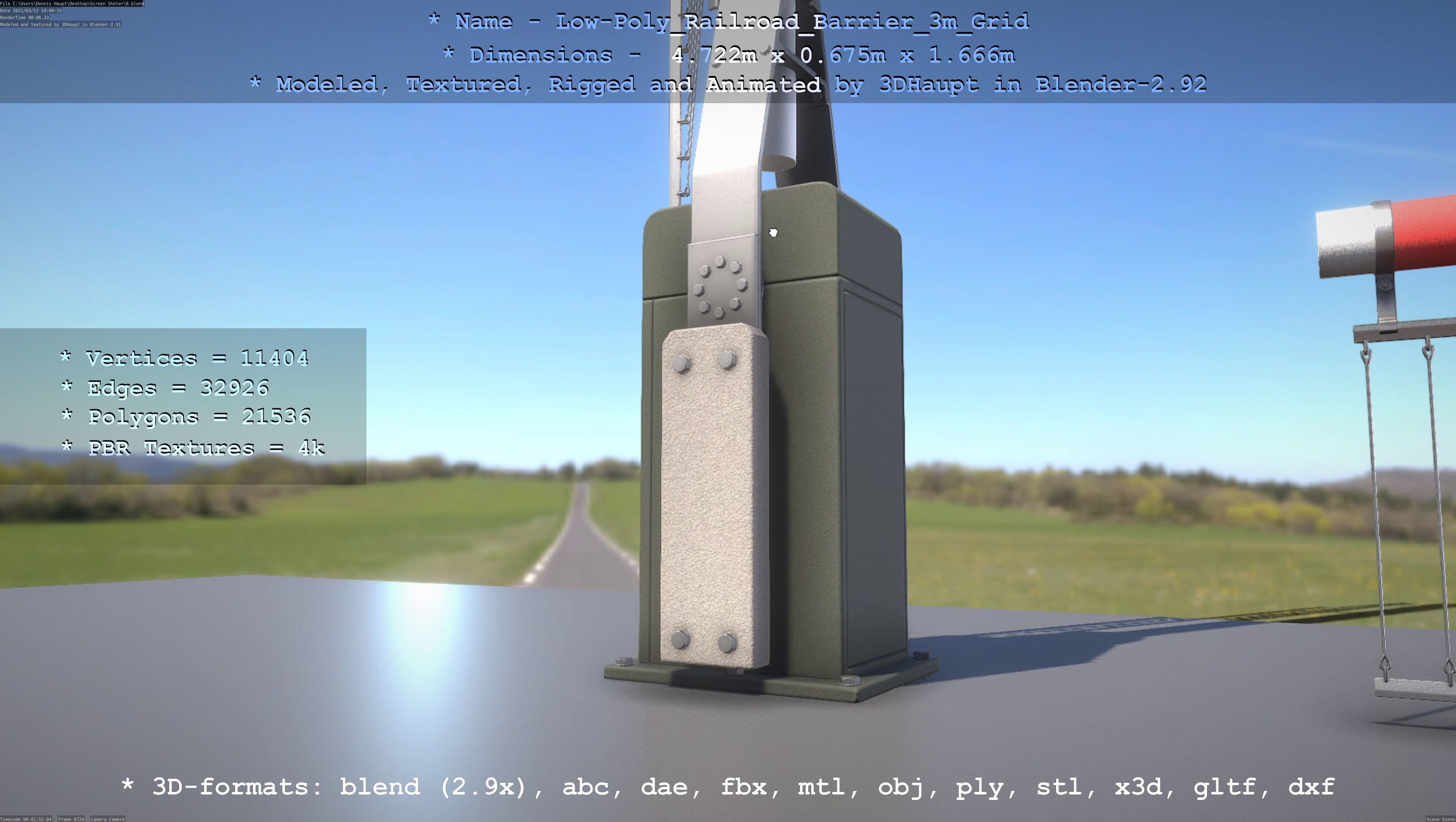 Low-Poly Railroad Barrier 3m Protective Grid Low-poly 3D model_56