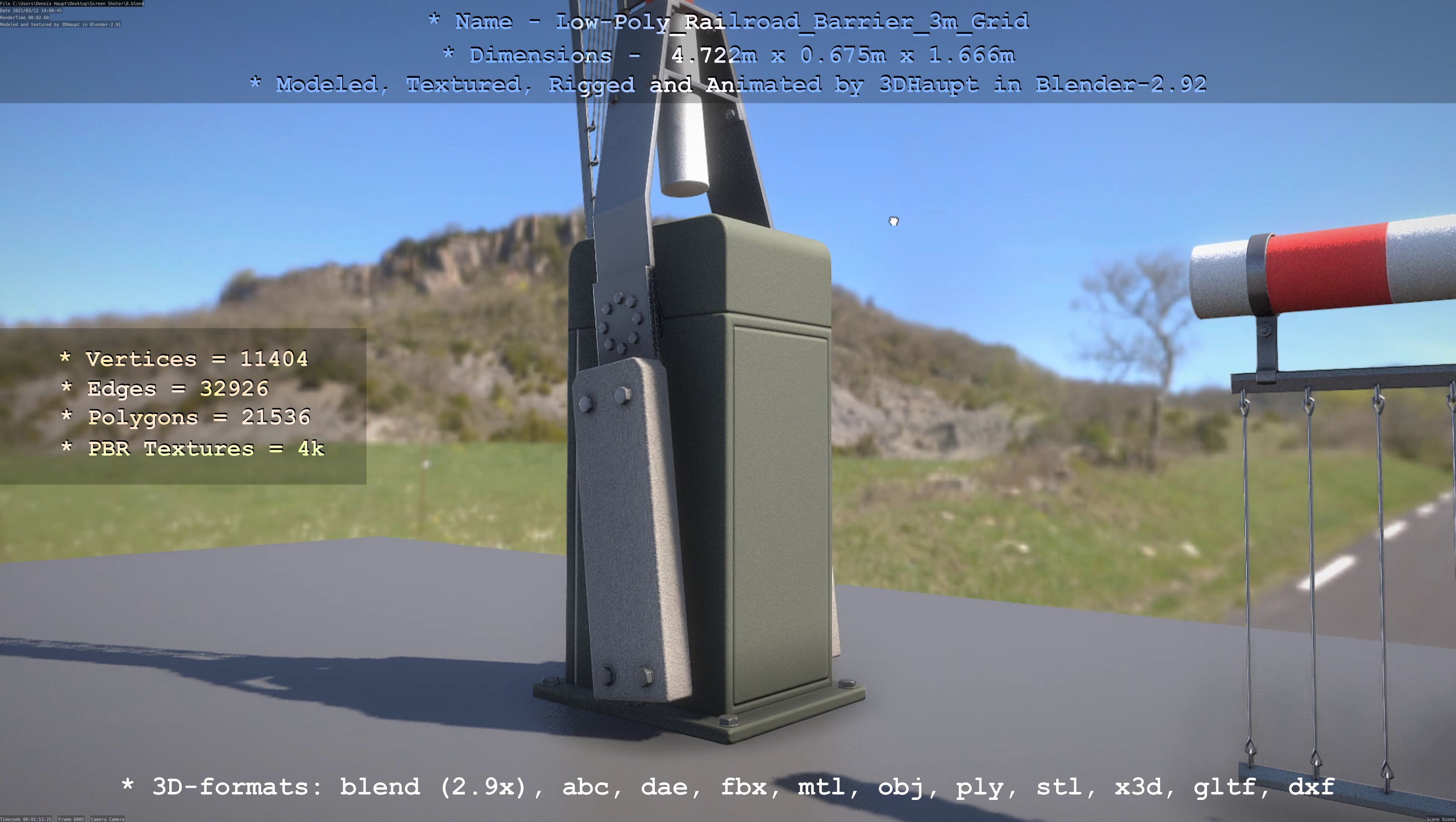 Low-Poly Railroad Barrier 3m Protective Grid Low-poly 3D model_61