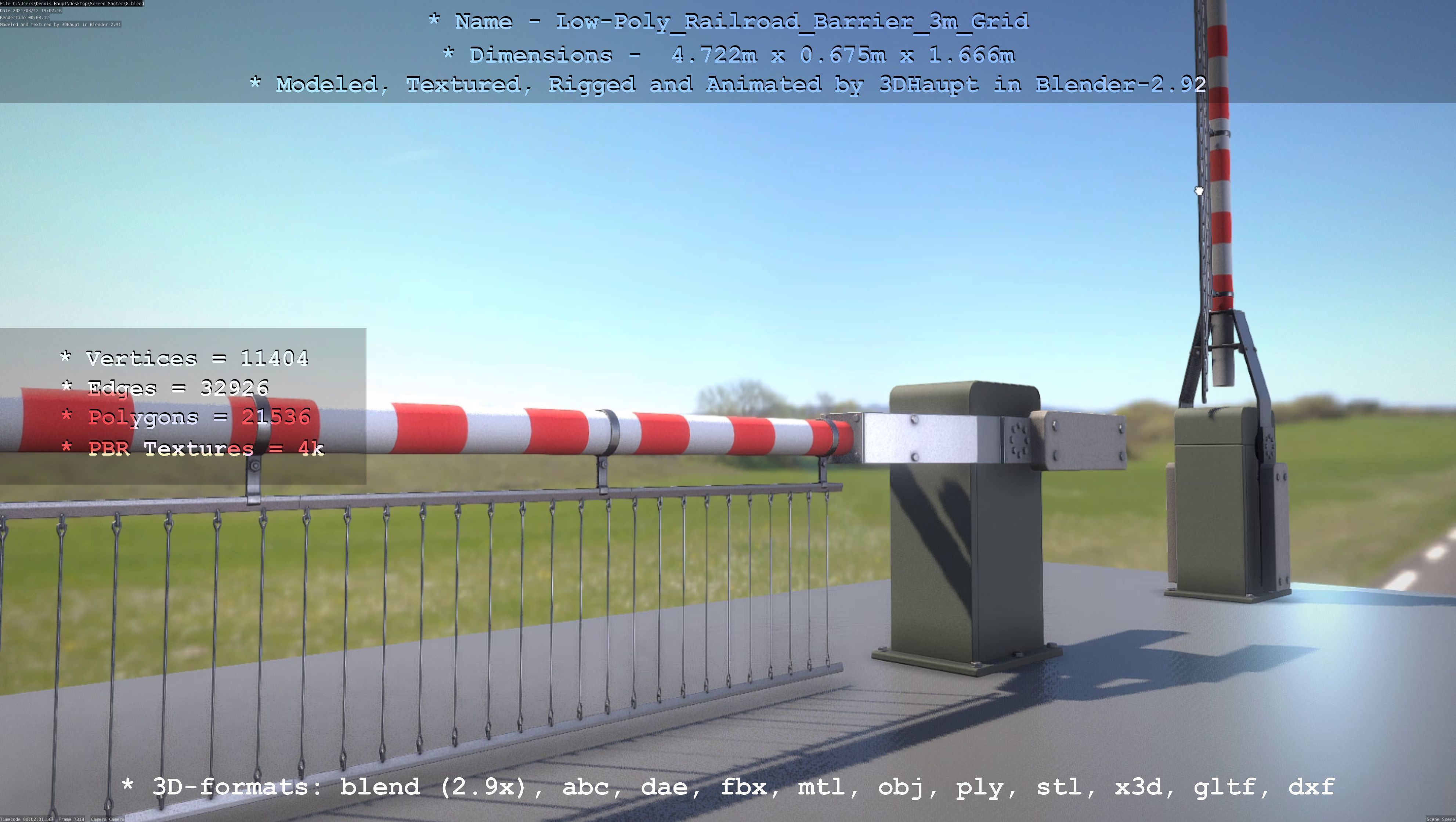 Low-Poly Railroad Barrier 3m Protective Grid Low-poly 3D model_67