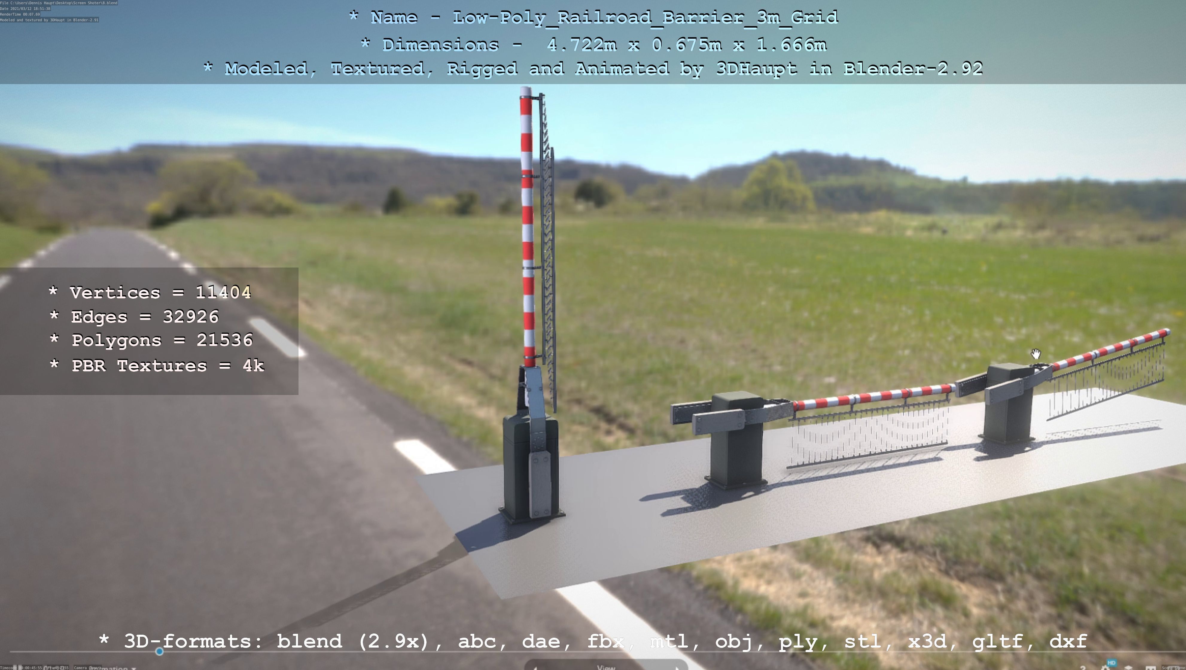 Low-Poly Railroad Barrier 3m Protective Grid Low-poly 3D model_49