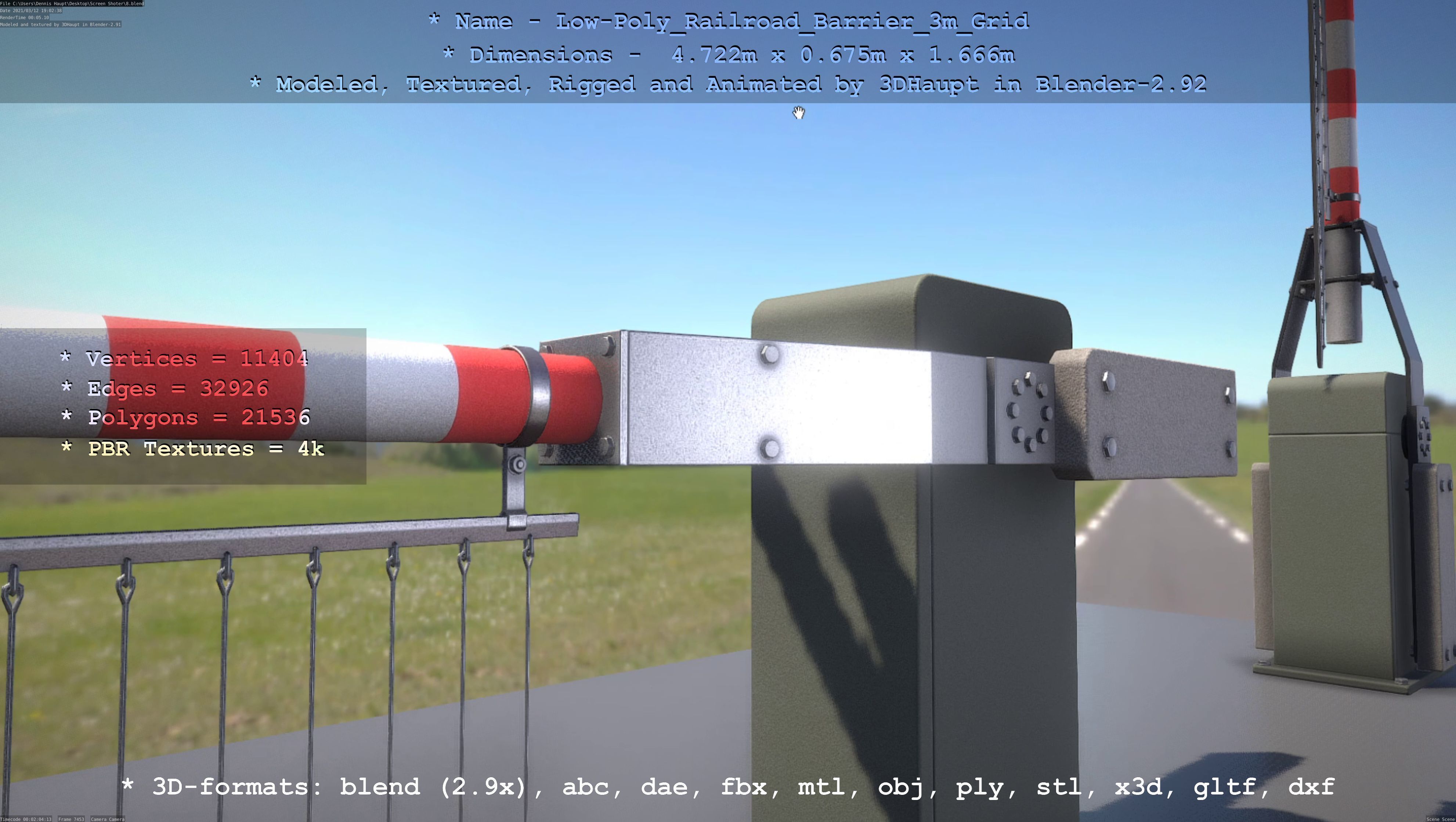 Low-Poly Railroad Barrier 3m Protective Grid Low-poly 3D model_79