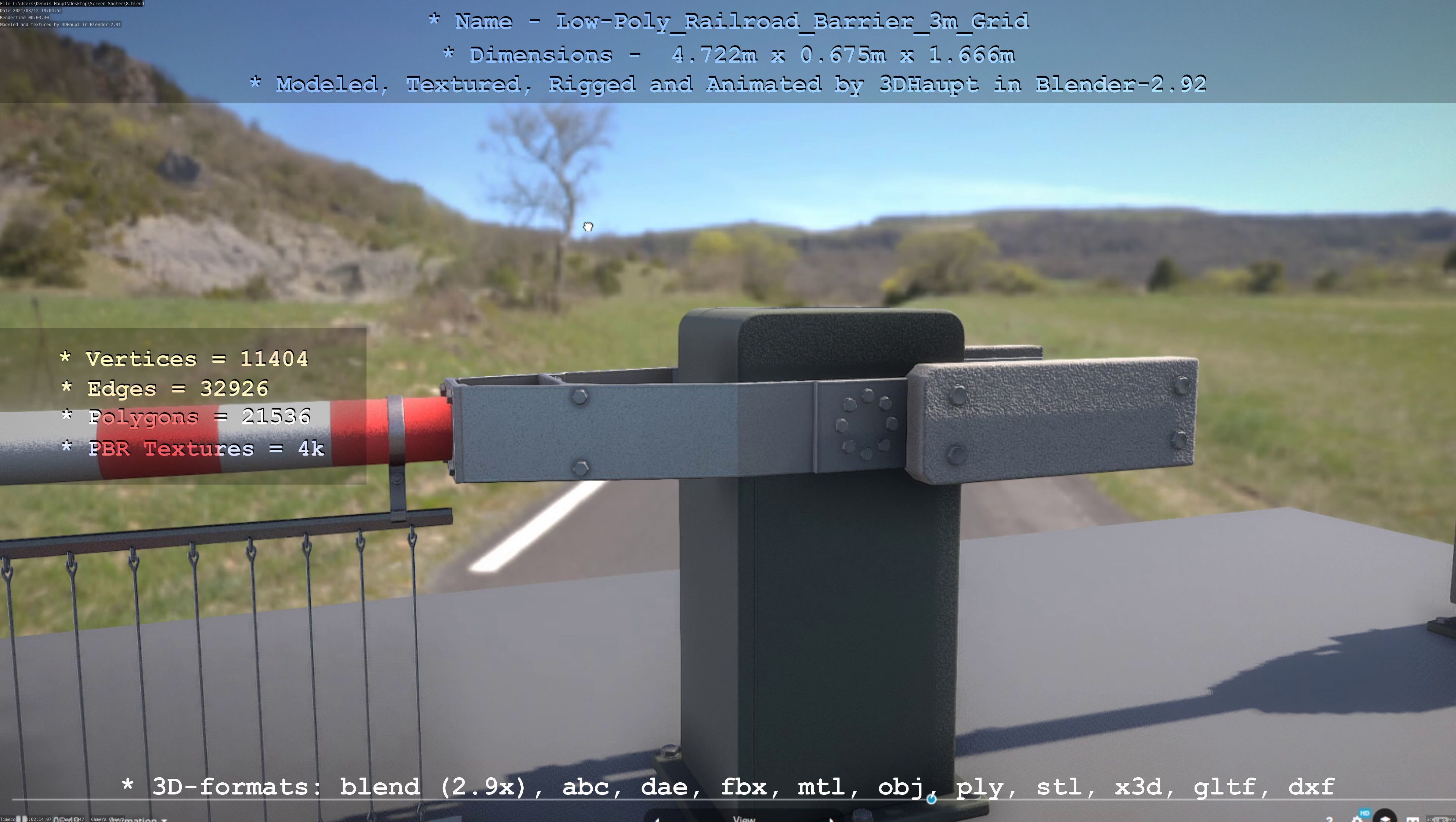 Low-Poly Railroad Barrier 3m Protective Grid Low-poly 3D model_86