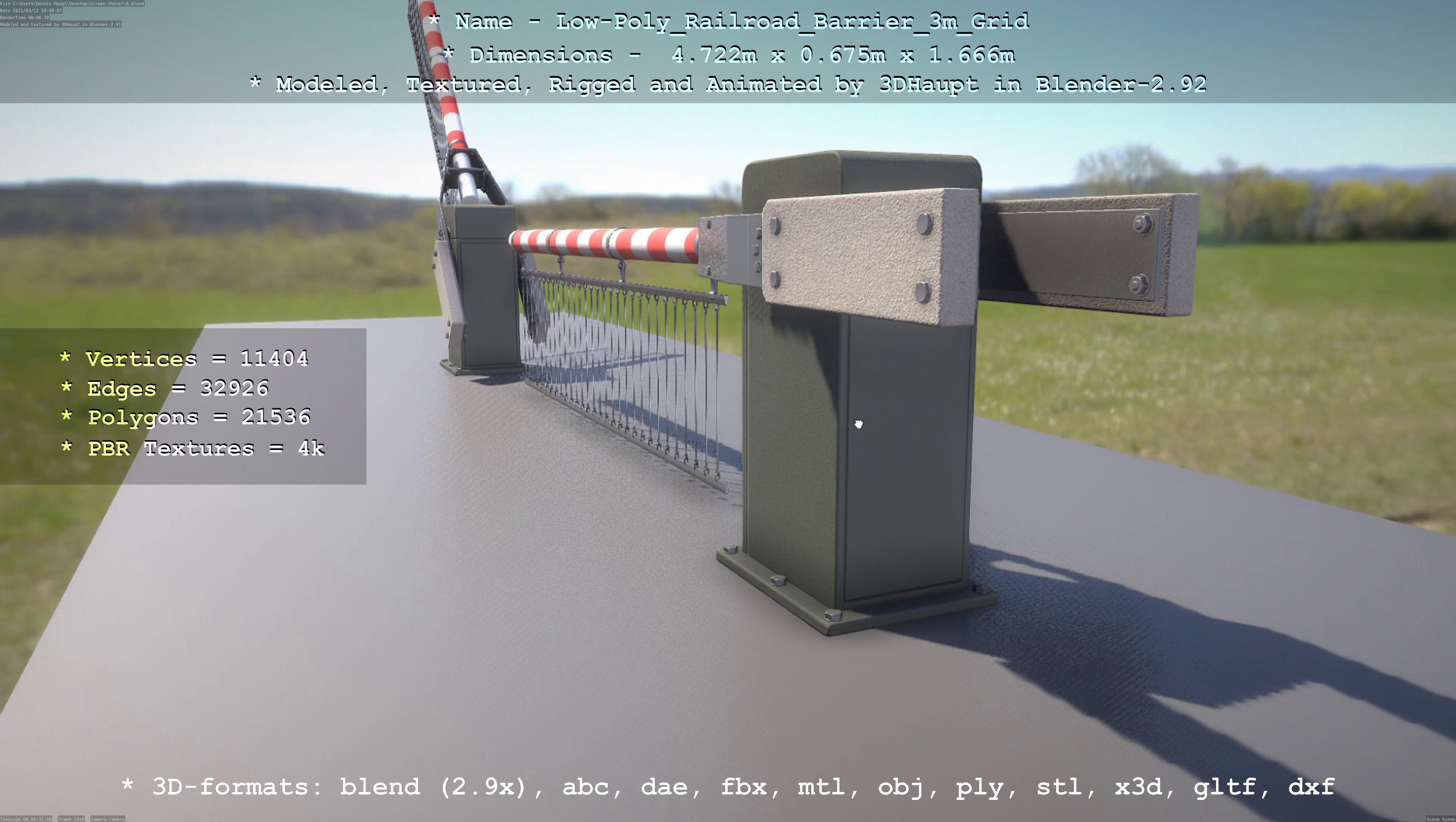 Low-Poly Railroad Barrier 3m Protective Grid Low-poly 3D model_23