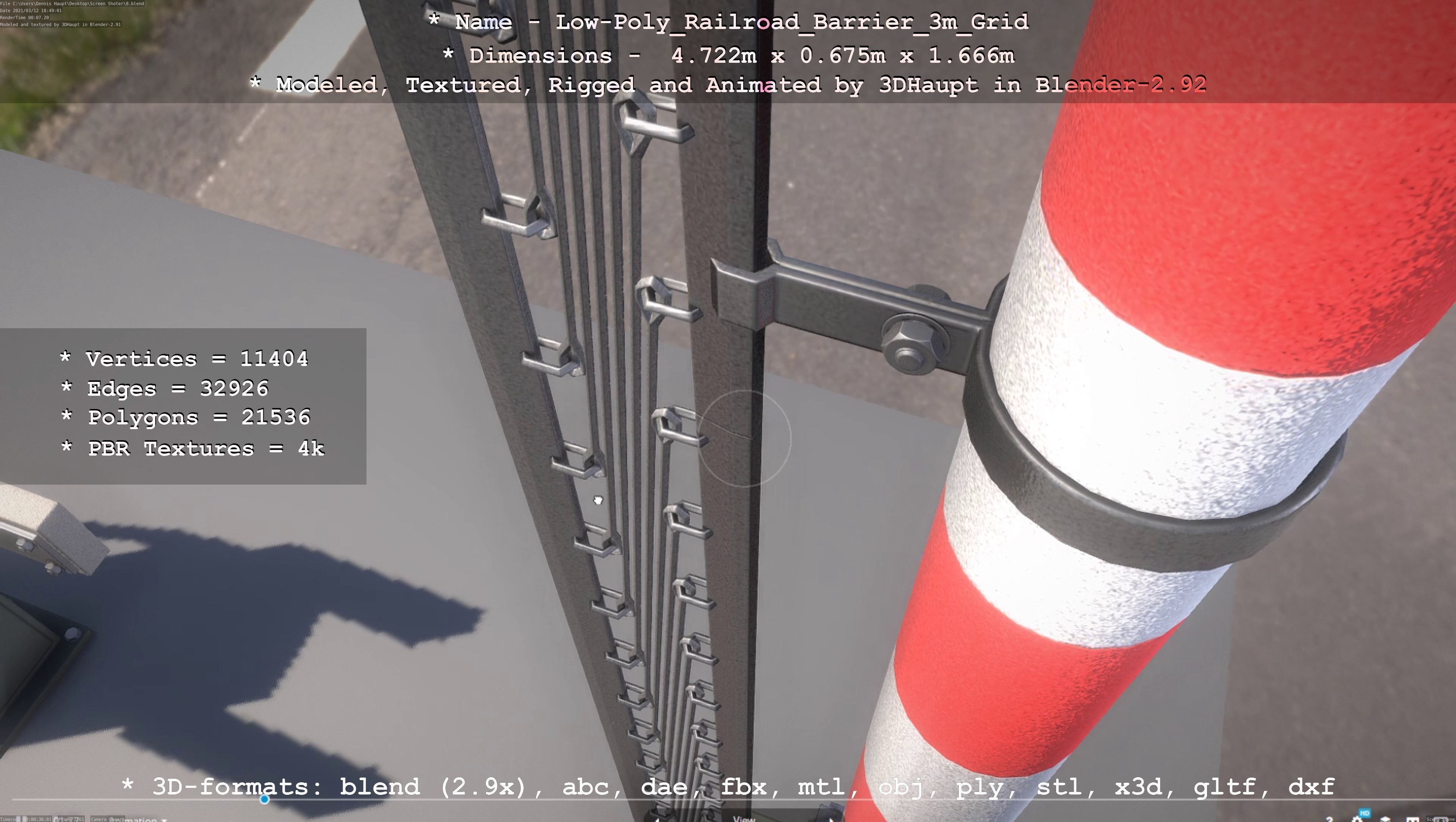 Low-Poly Railroad Barrier 3m Protective Grid Low-poly 3D model_39