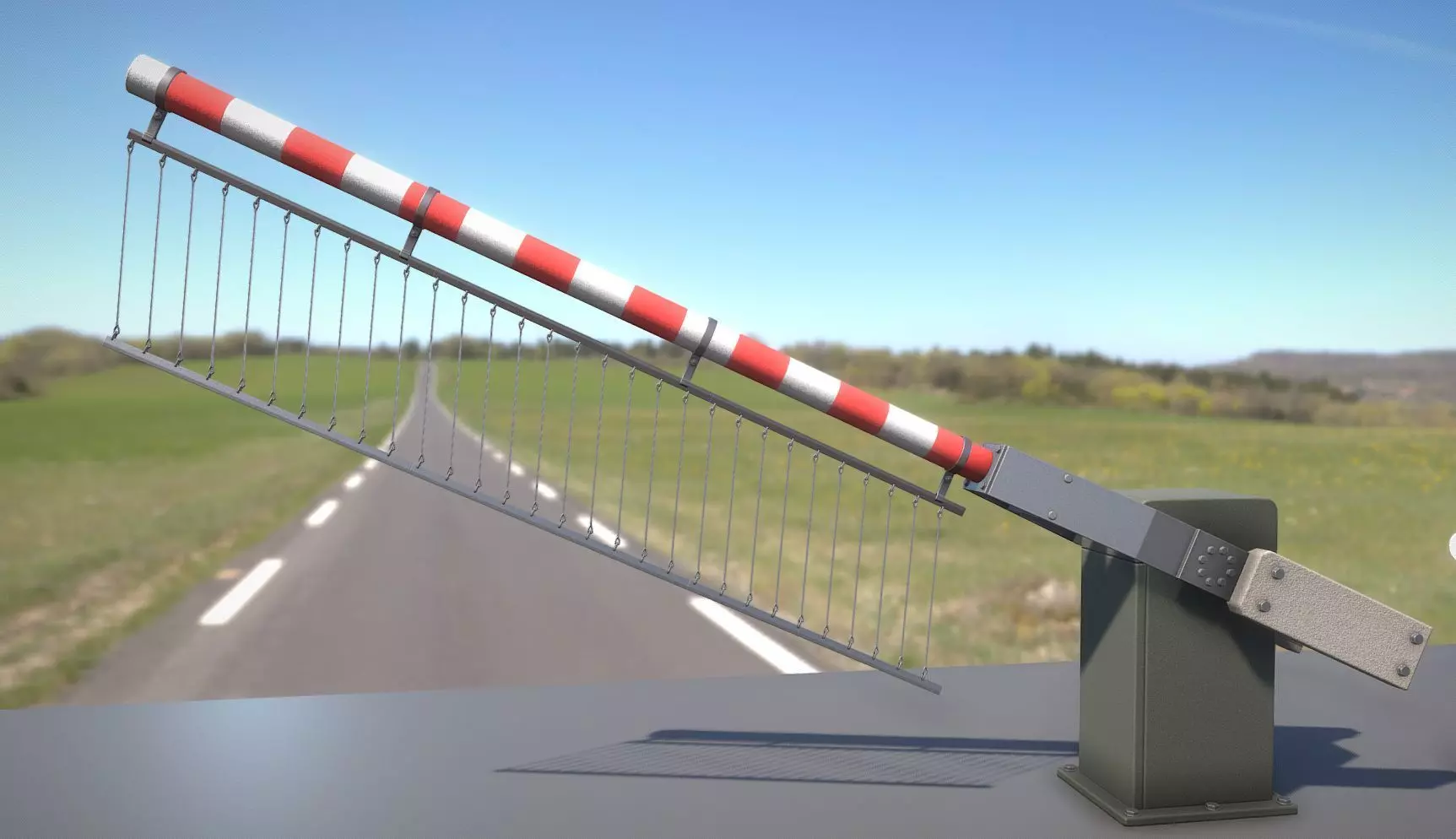 Low-Poly Railroad Barrier 3m Protective Grid Low-poly 3D model_0