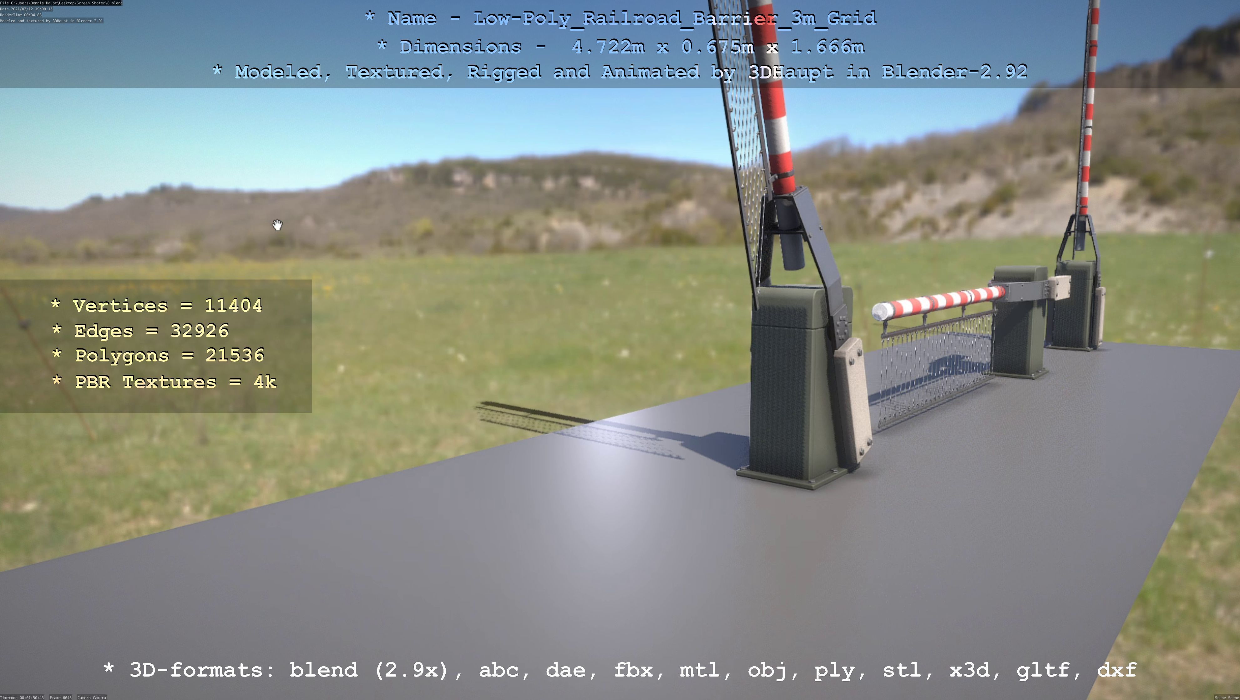 Low-Poly Railroad Barrier 3m Protective Grid Low-poly 3D model_51