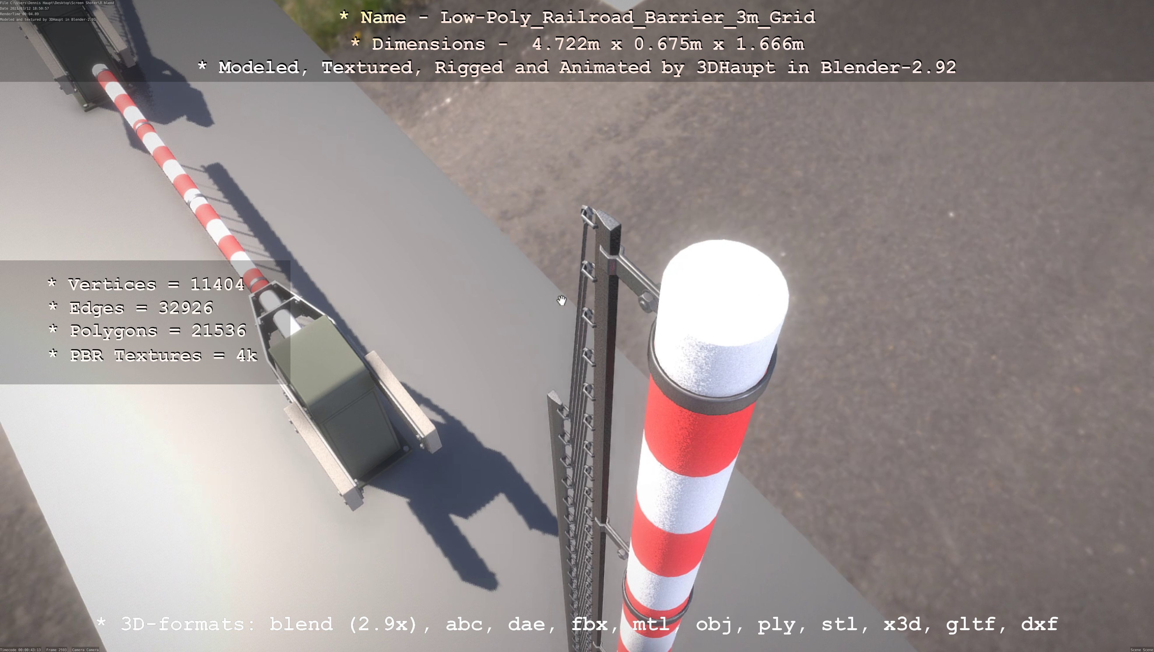 Low-Poly Railroad Barrier 3m Protective Grid Low-poly 3D model_36