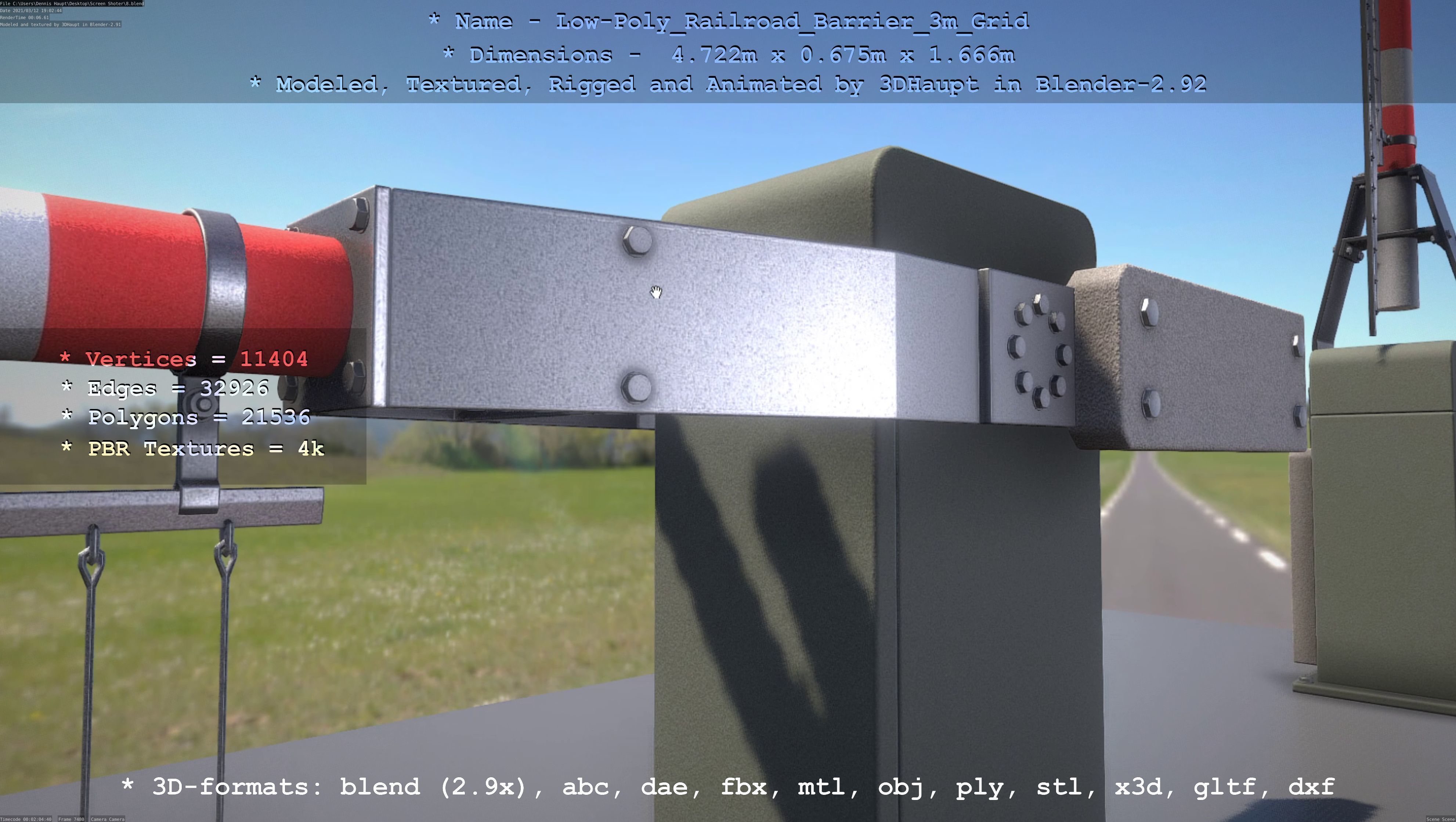 Low-Poly Railroad Barrier 3m Protective Grid Low-poly 3D model_77