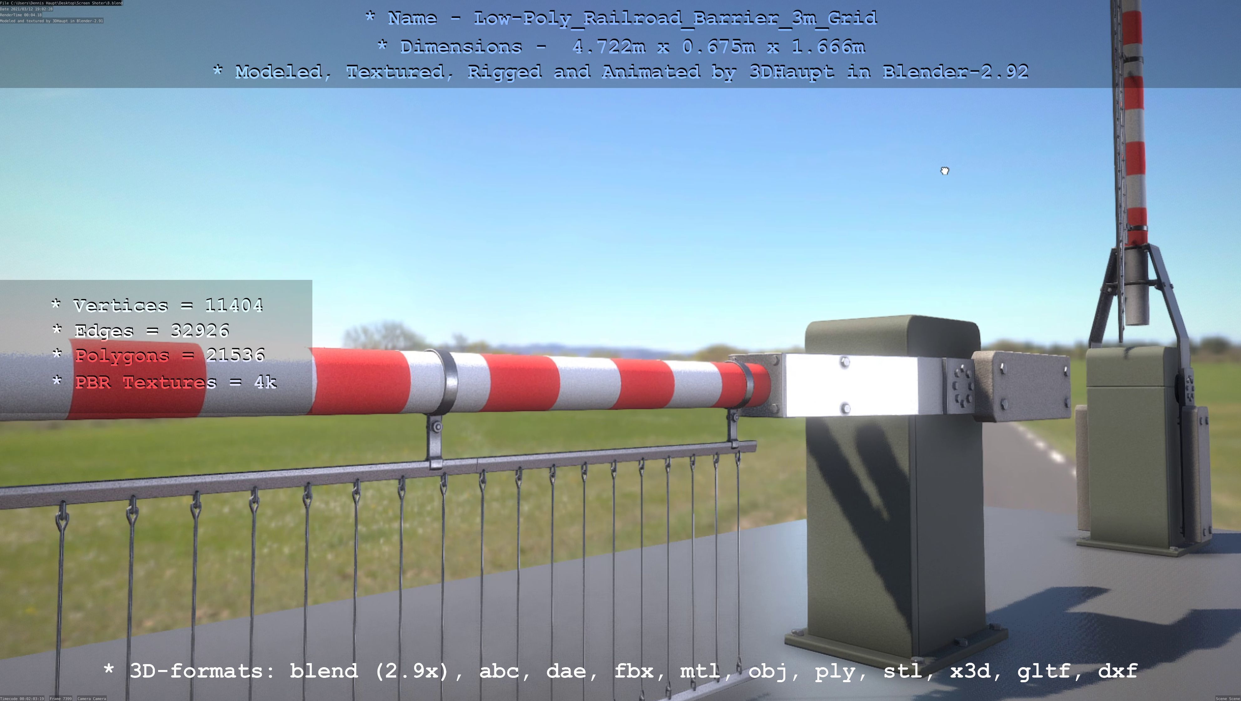 Low-Poly Railroad Barrier 3m Protective Grid Low-poly 3D model_72