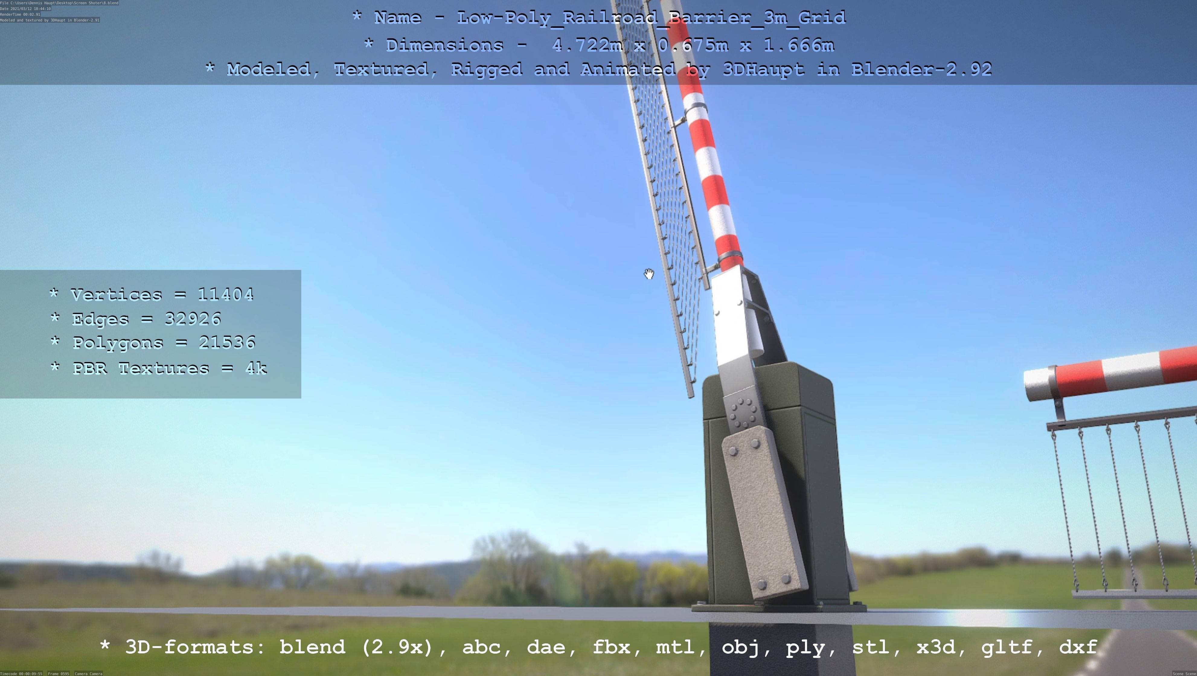 Low-Poly Railroad Barrier 3m Protective Grid Low-poly 3D model_98