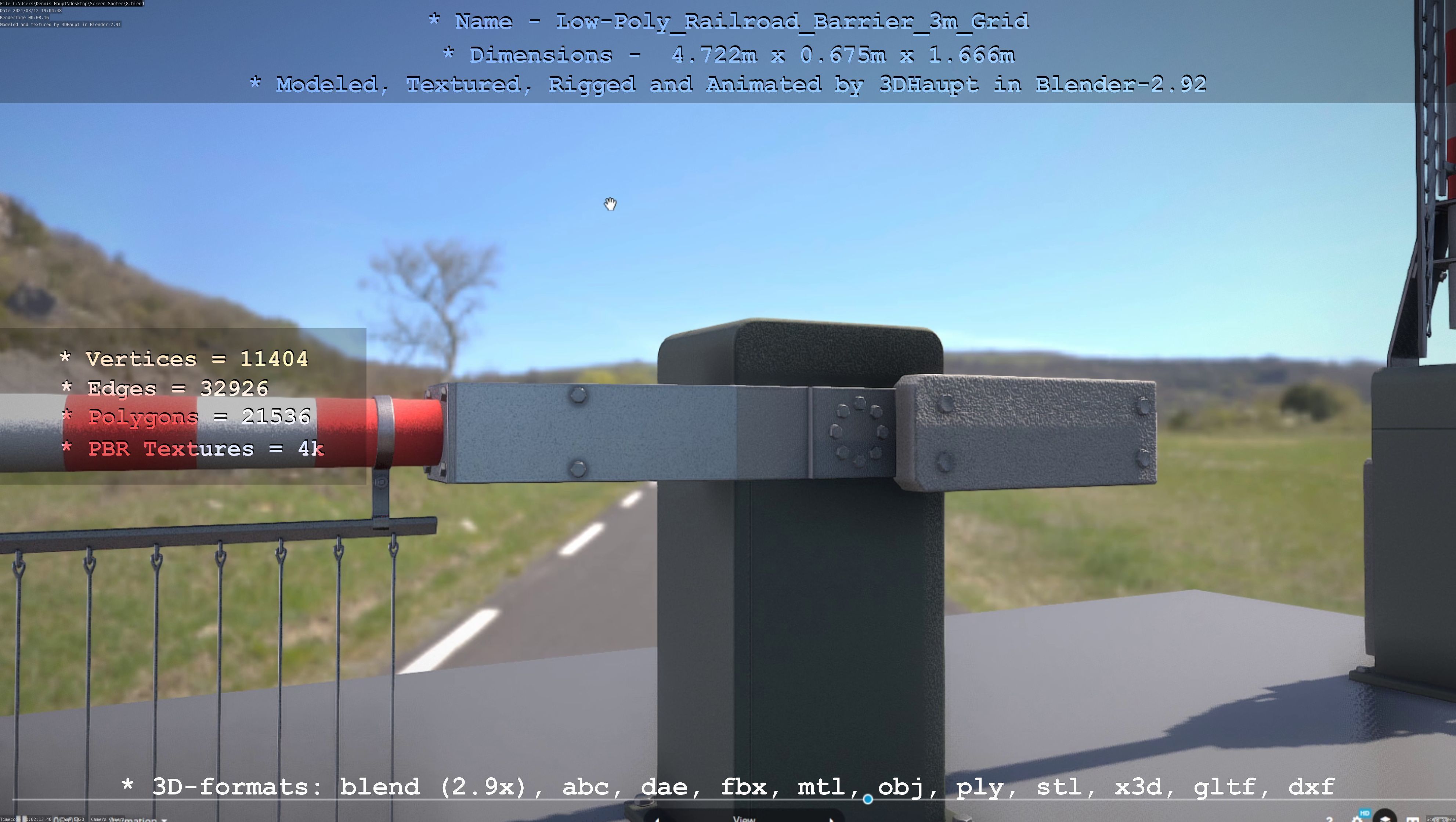 Low-Poly Railroad Barrier 3m Protective Grid Low-poly 3D model_81