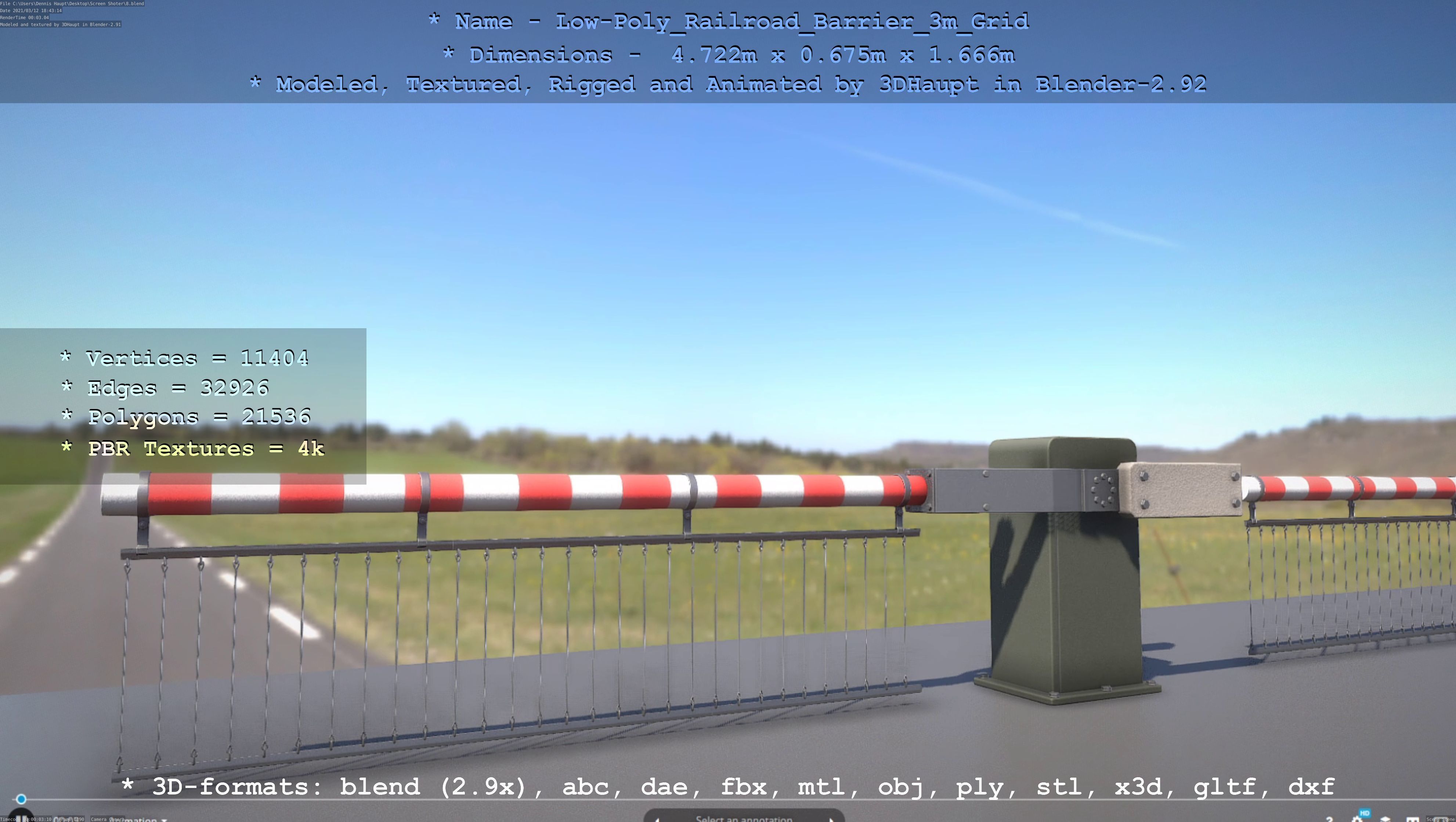 Low-Poly Railroad Barrier 3m Protective Grid Low-poly 3D model_95