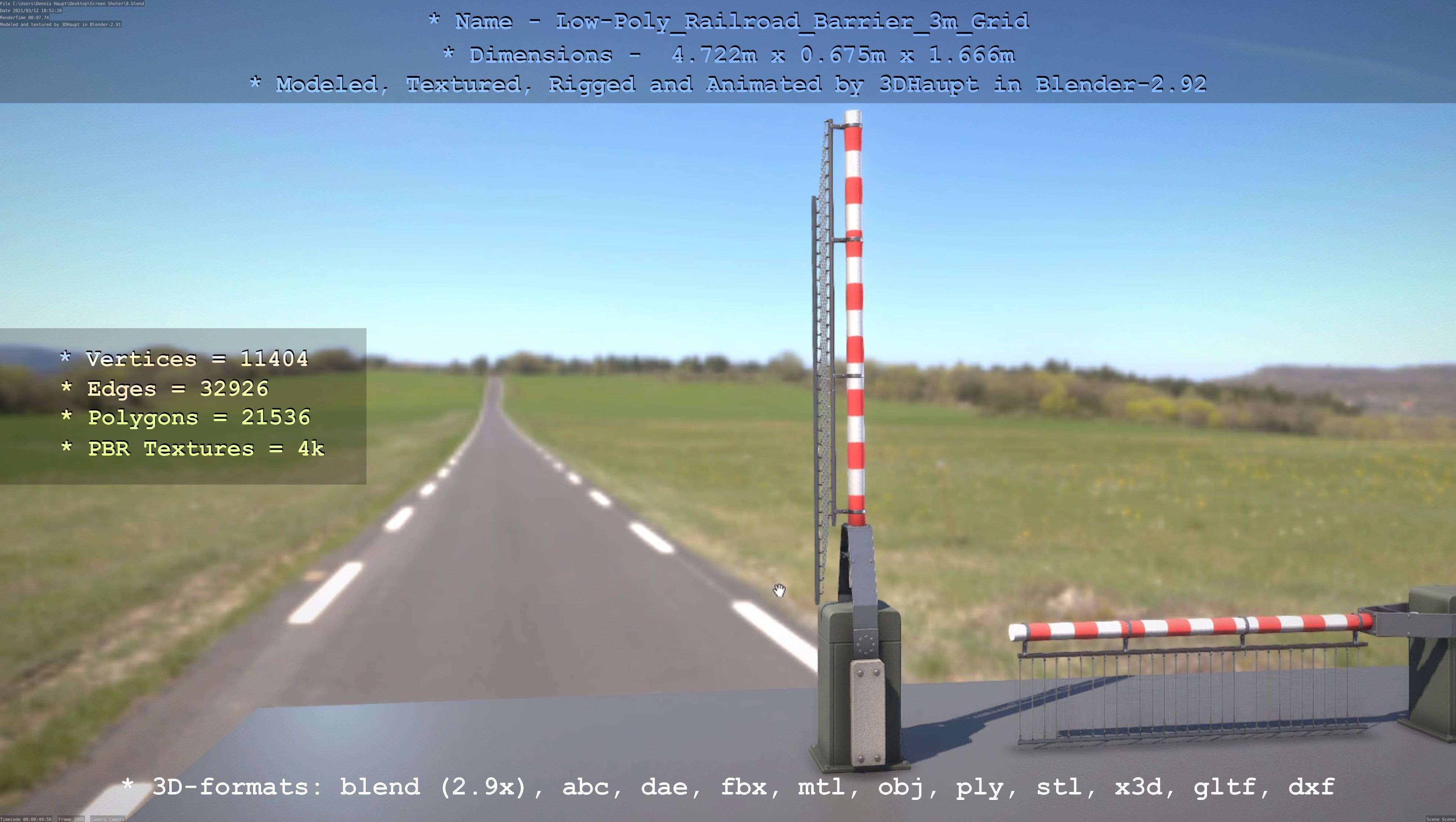 Low-Poly Railroad Barrier 3m Protective Grid Low-poly 3D model_60