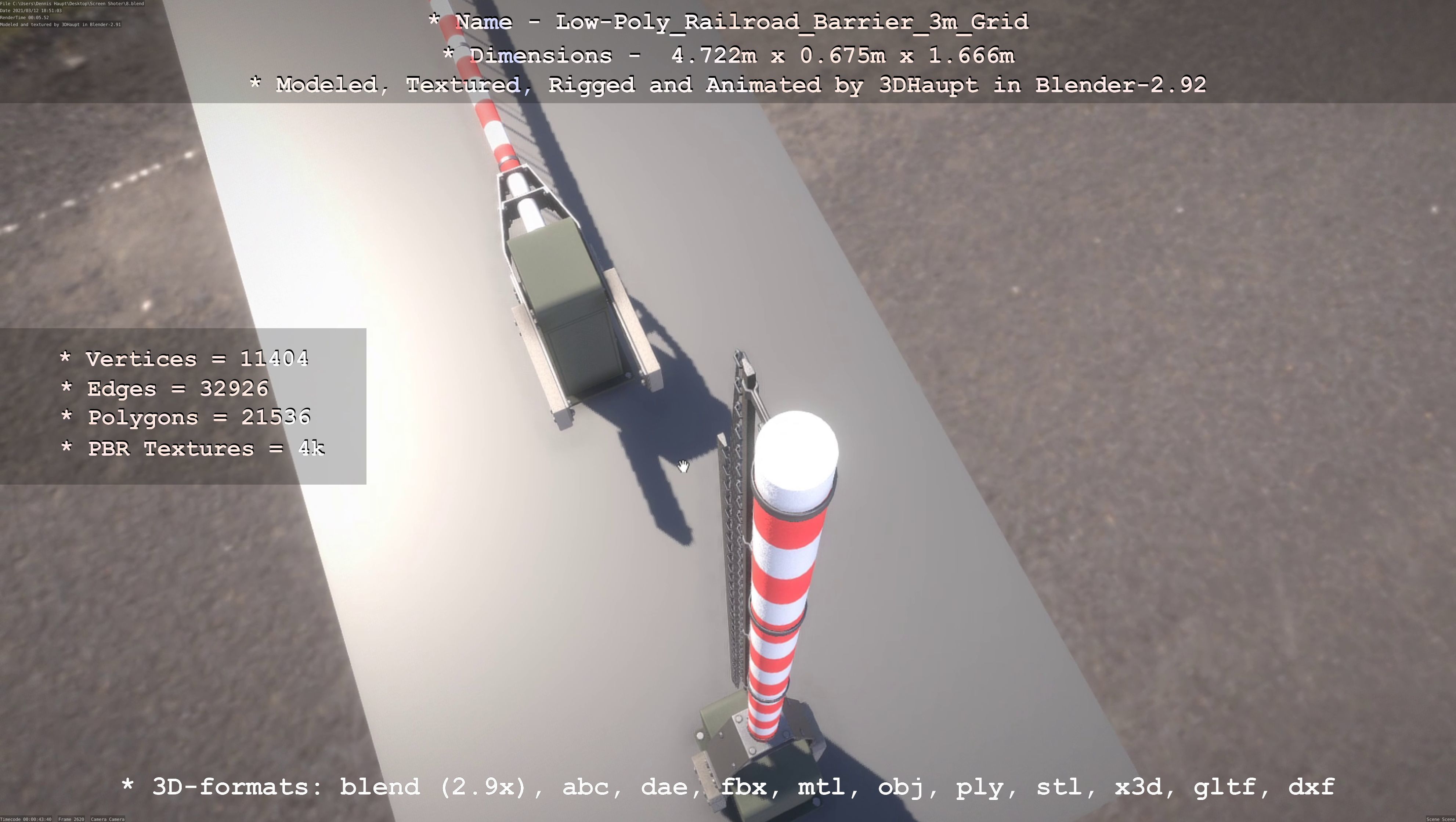 Low-Poly Railroad Barrier 3m Protective Grid Low-poly 3D model_41