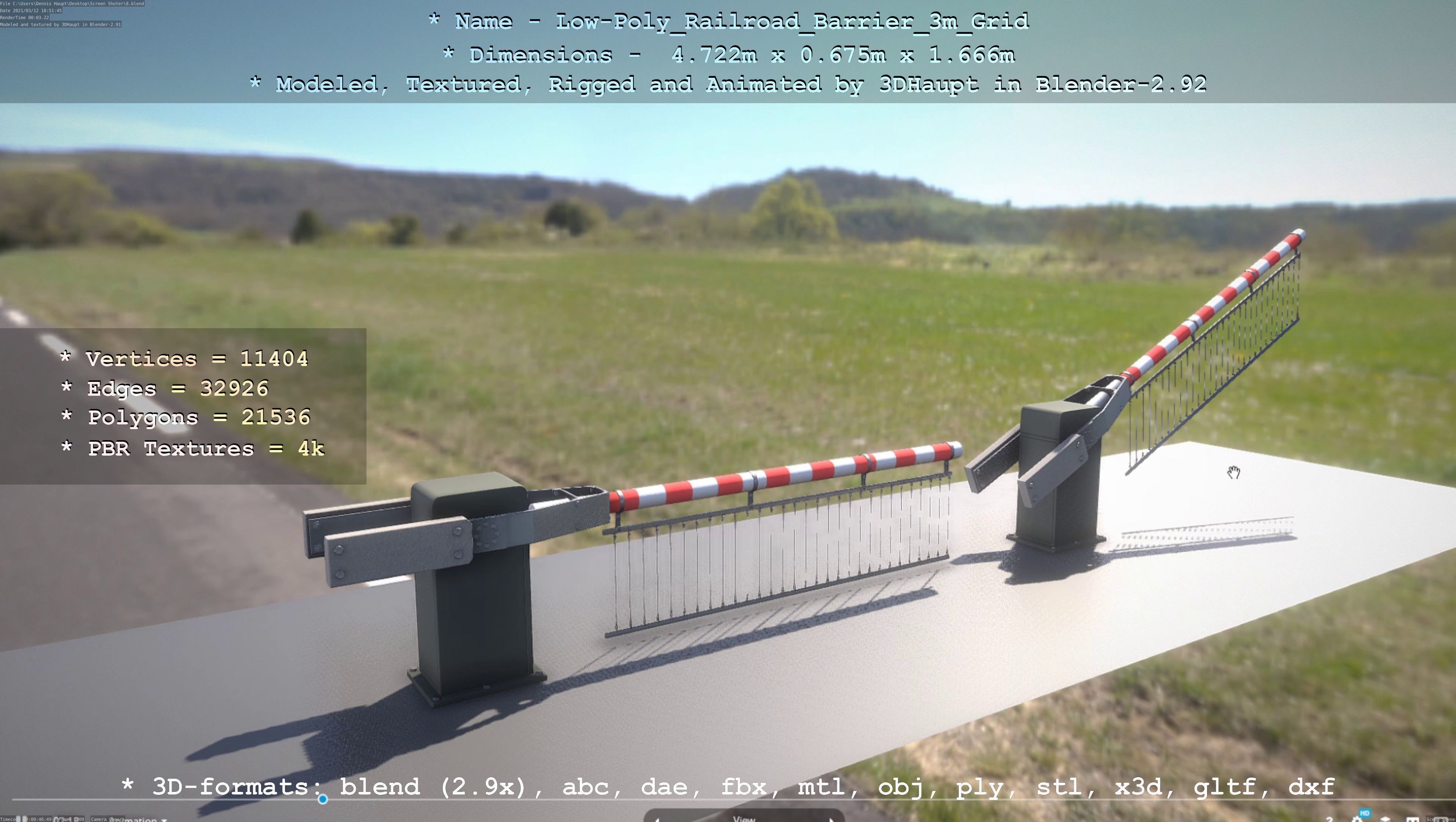 Low-Poly Railroad Barrier 3m Protective Grid Low-poly 3D model_45