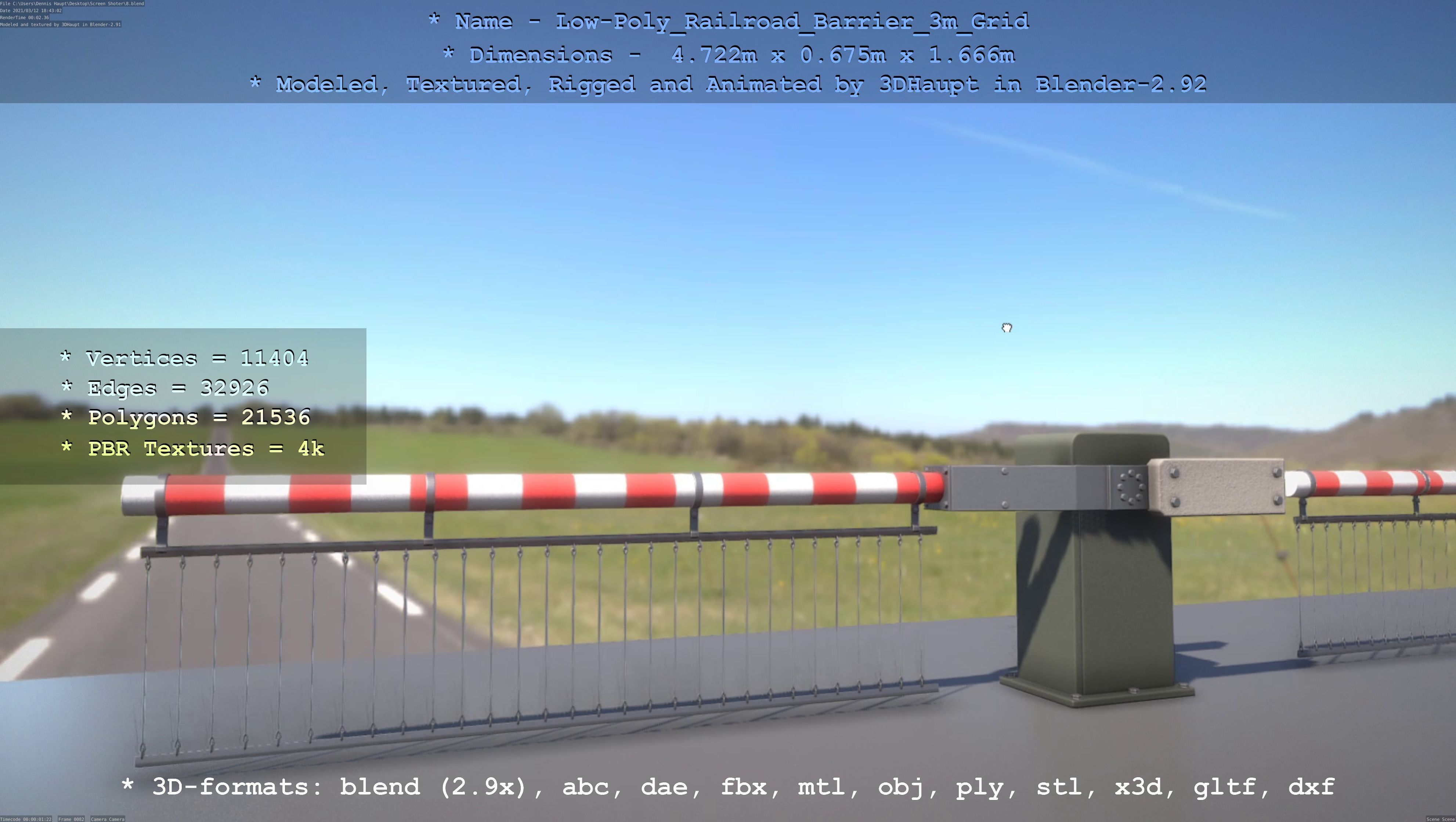 Low-Poly Railroad Barrier 3m Protective Grid Low-poly 3D model_88