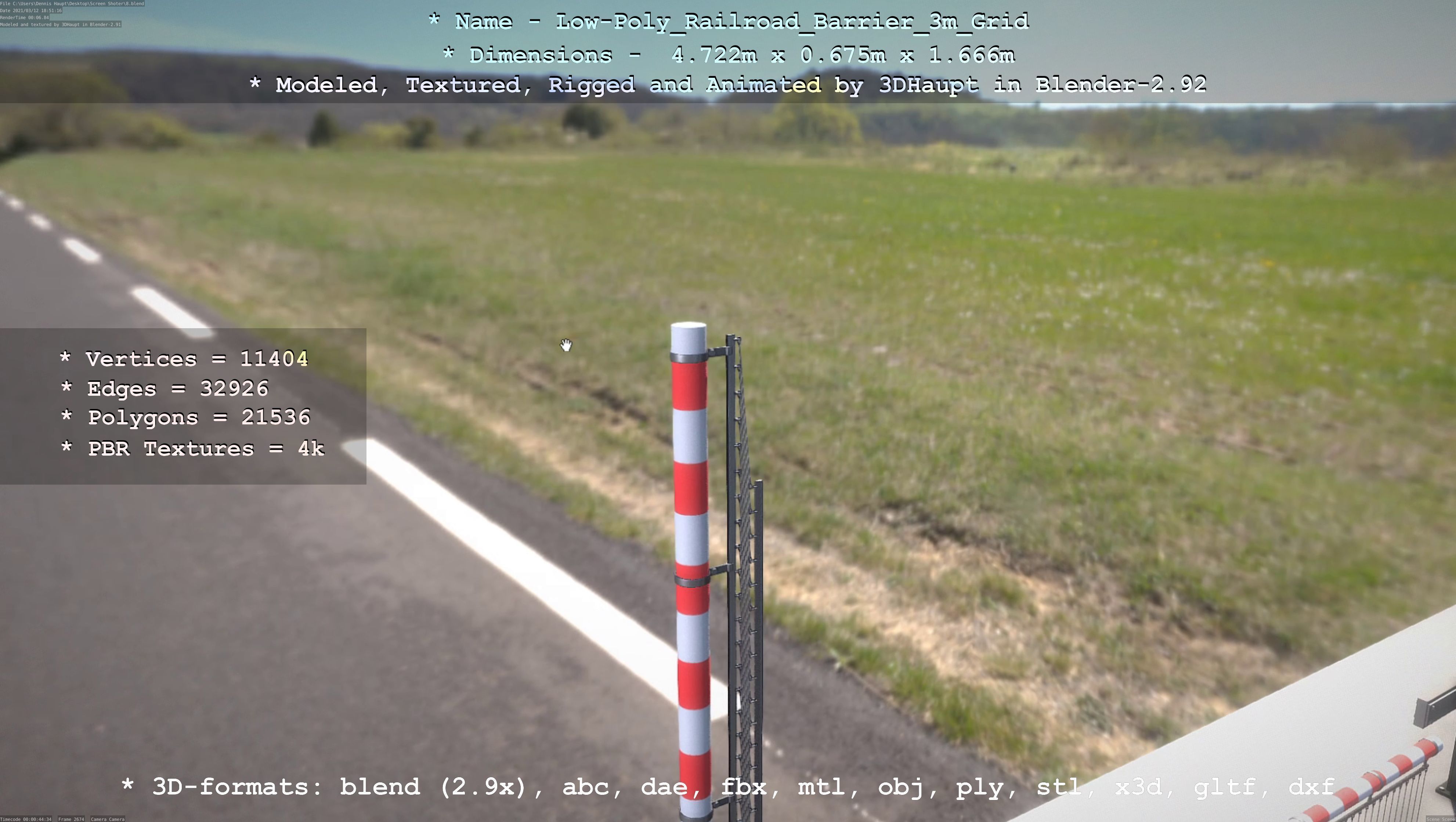 Low-Poly Railroad Barrier 3m Protective Grid Low-poly 3D model_43