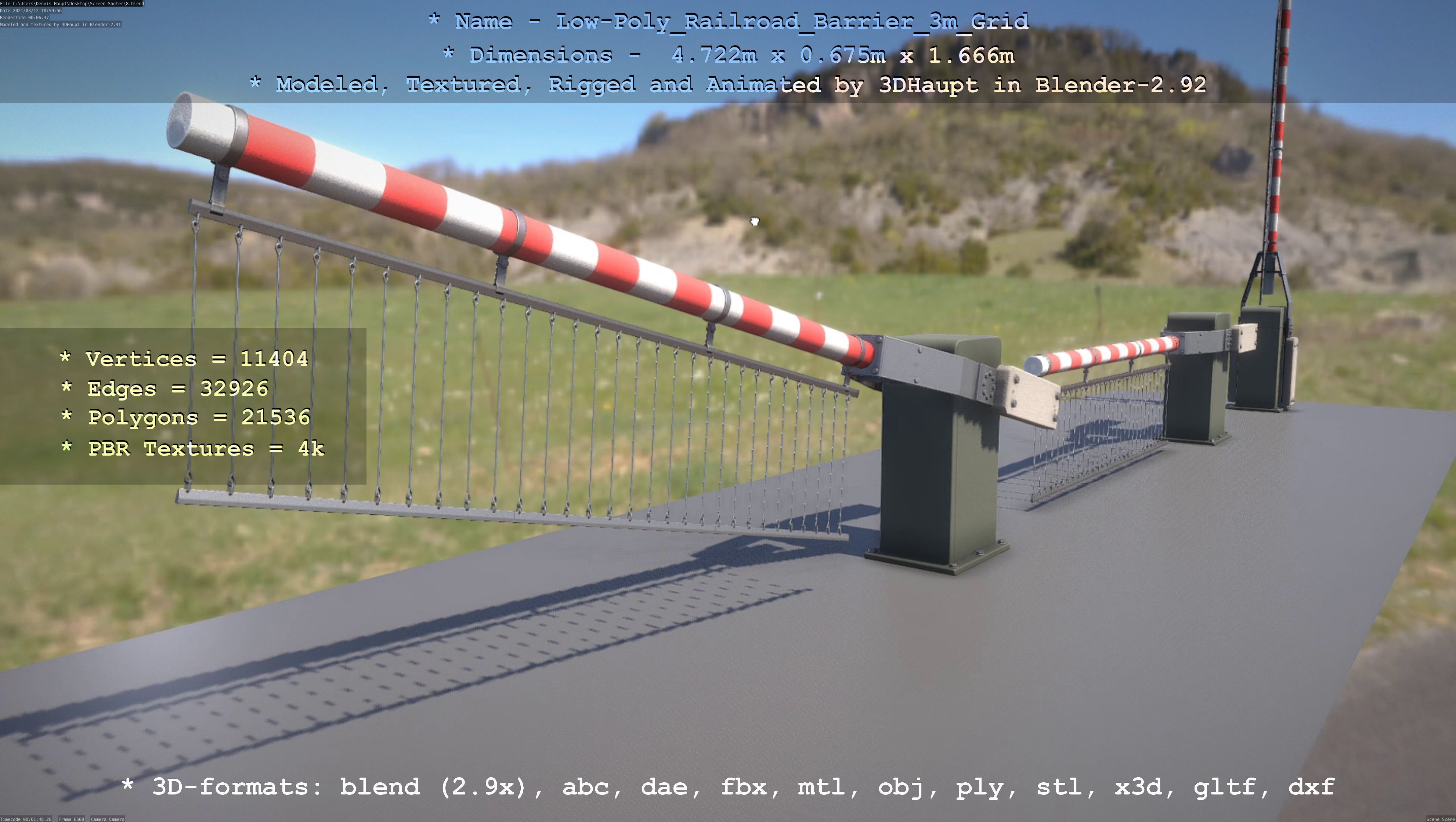 Low-Poly Railroad Barrier 3m Protective Grid Low-poly 3D model_54