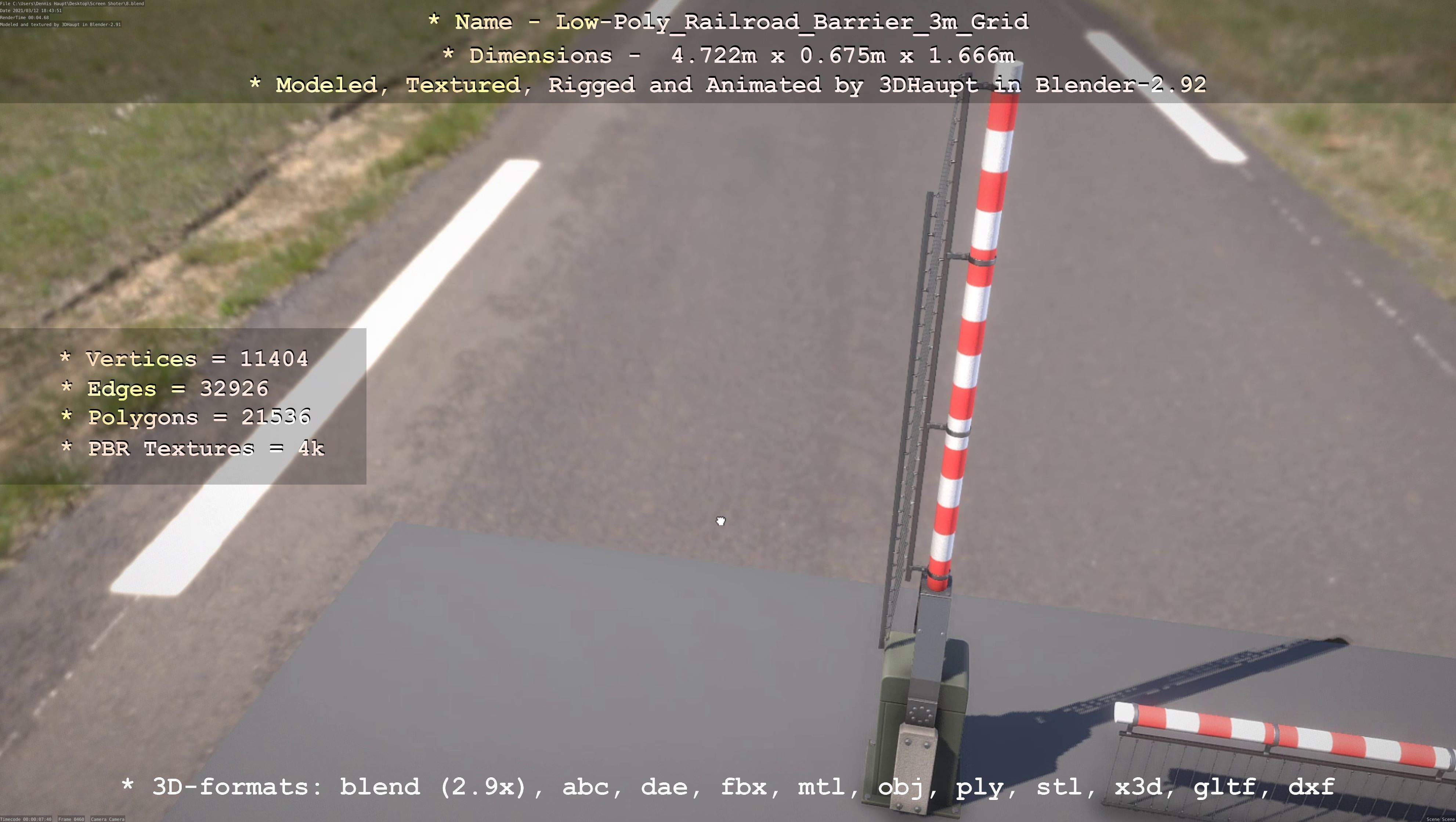 Low-Poly Railroad Barrier 3m Protective Grid Low-poly 3D model_97