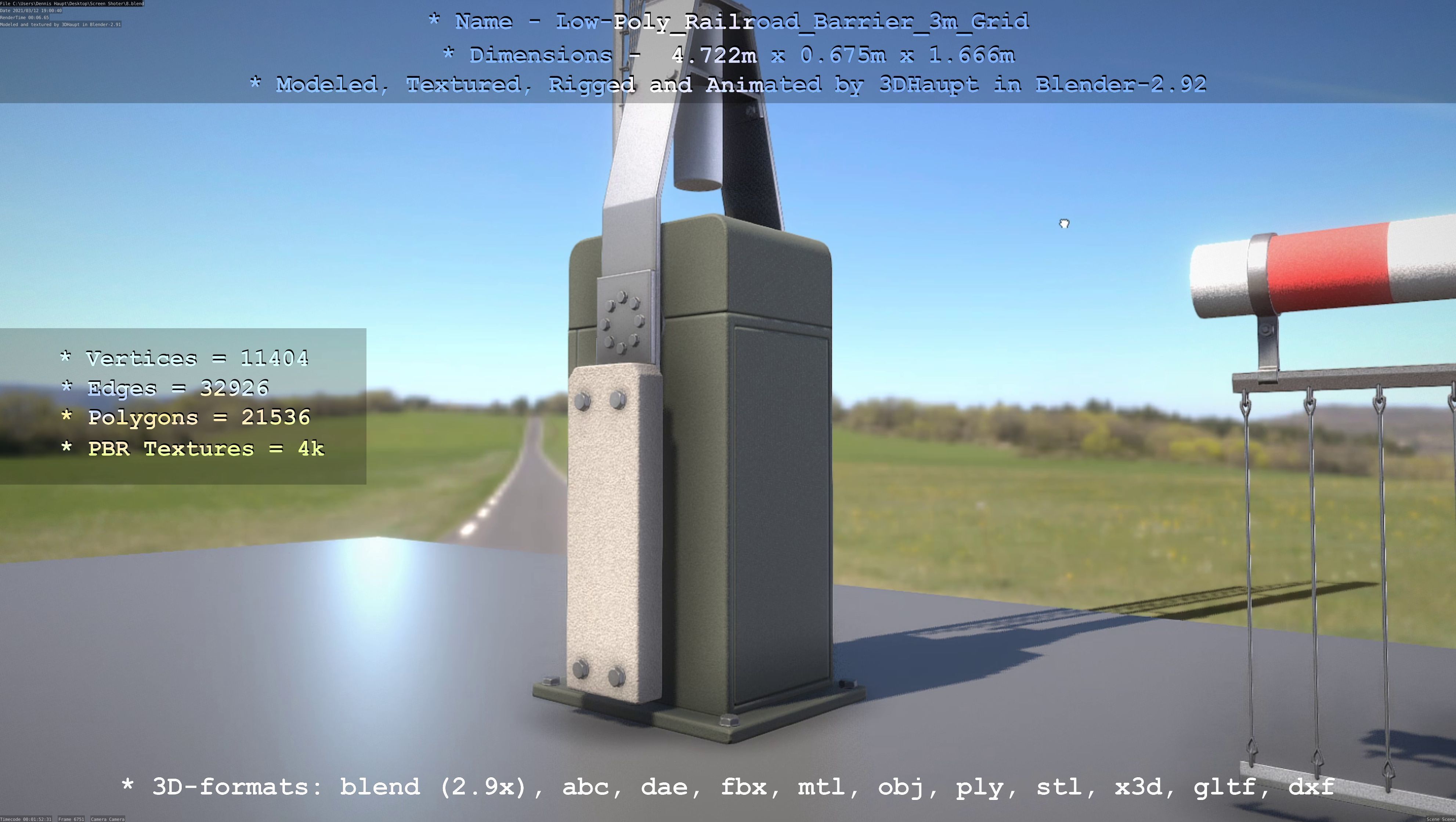 Low-Poly Railroad Barrier 3m Protective Grid Low-poly 3D model_55