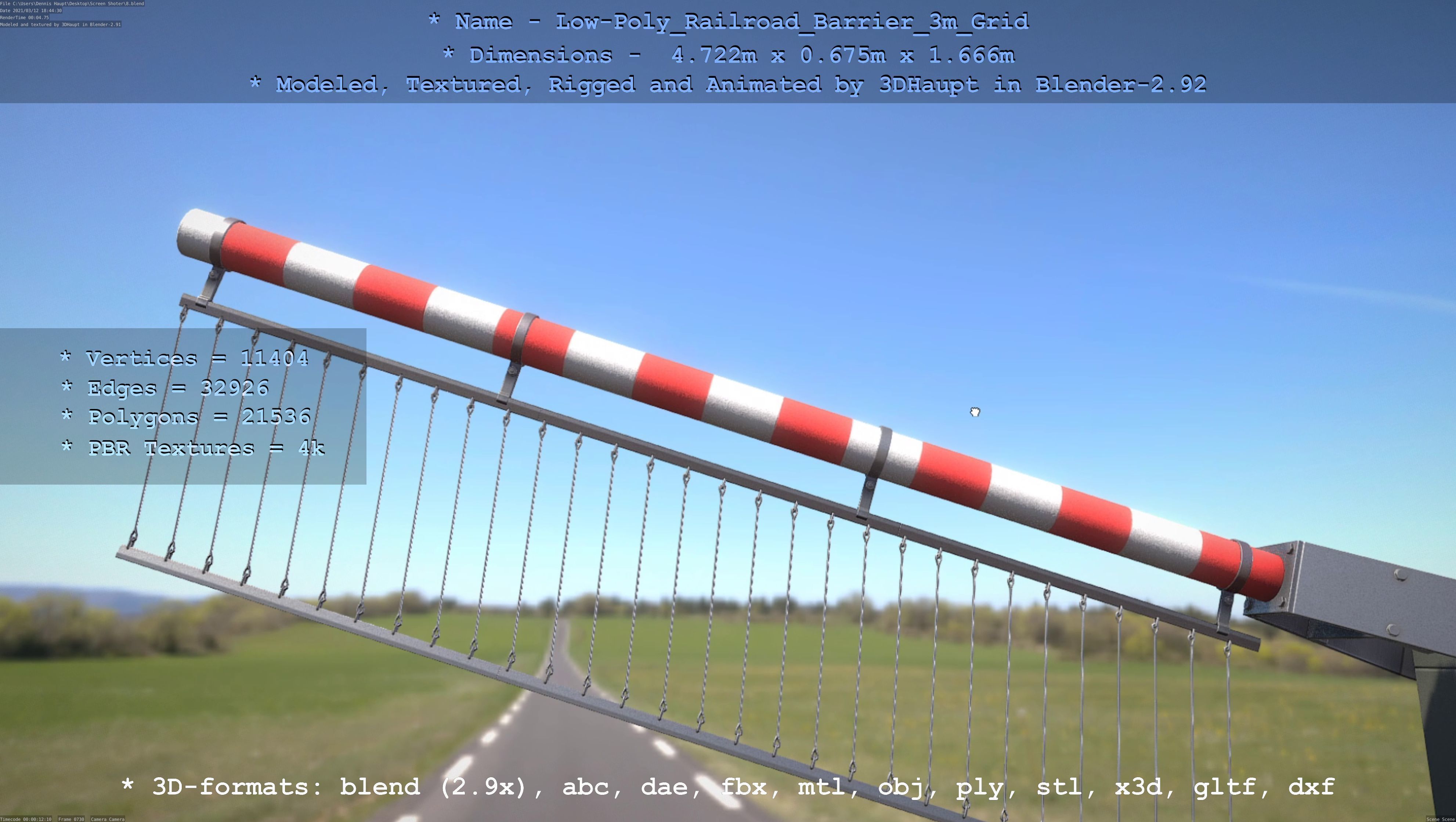 Low-Poly Railroad Barrier 3m Protective Grid Low-poly 3D model_102