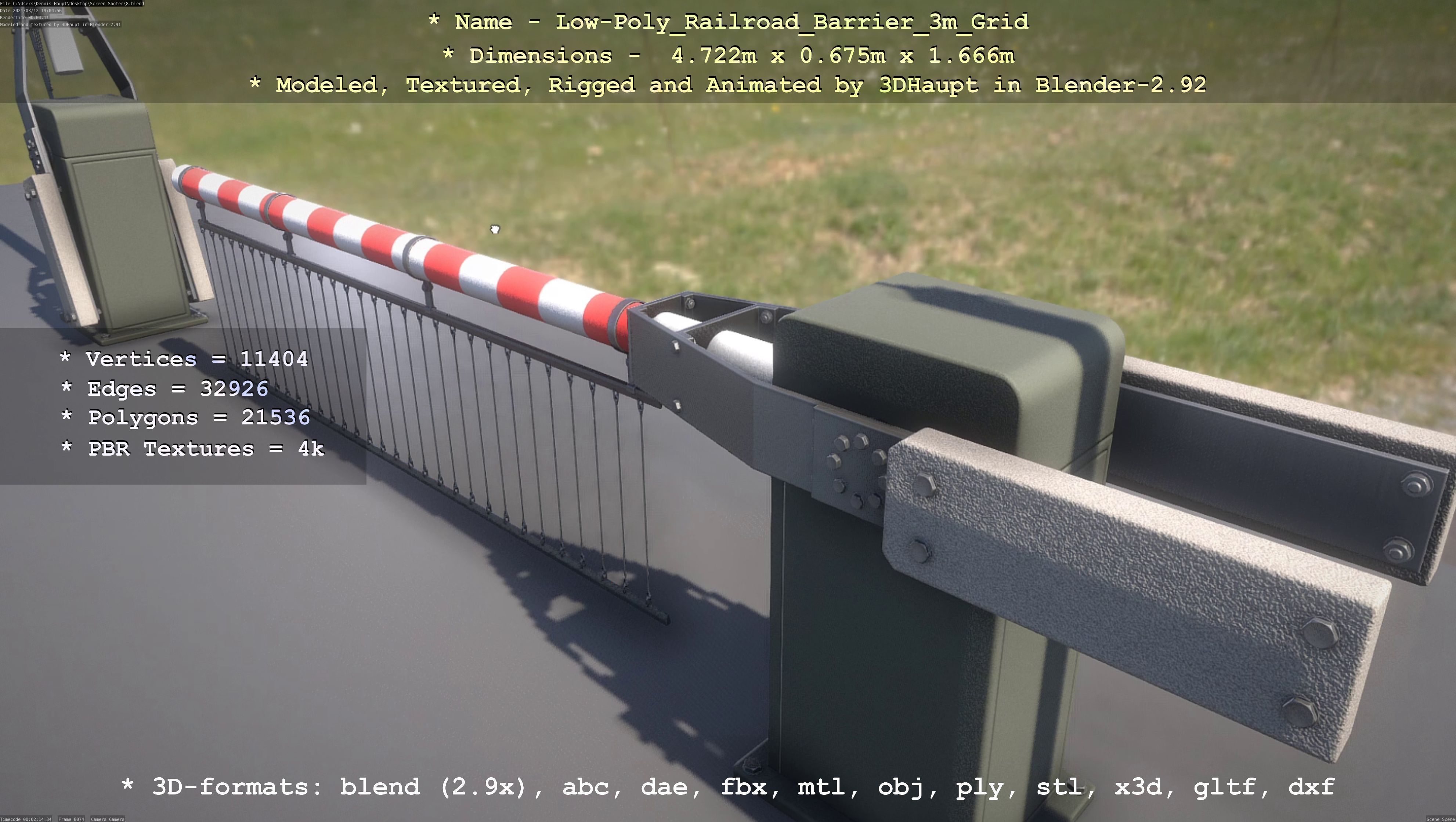 Low-Poly Railroad Barrier 3m Protective Grid Low-poly 3D model_87