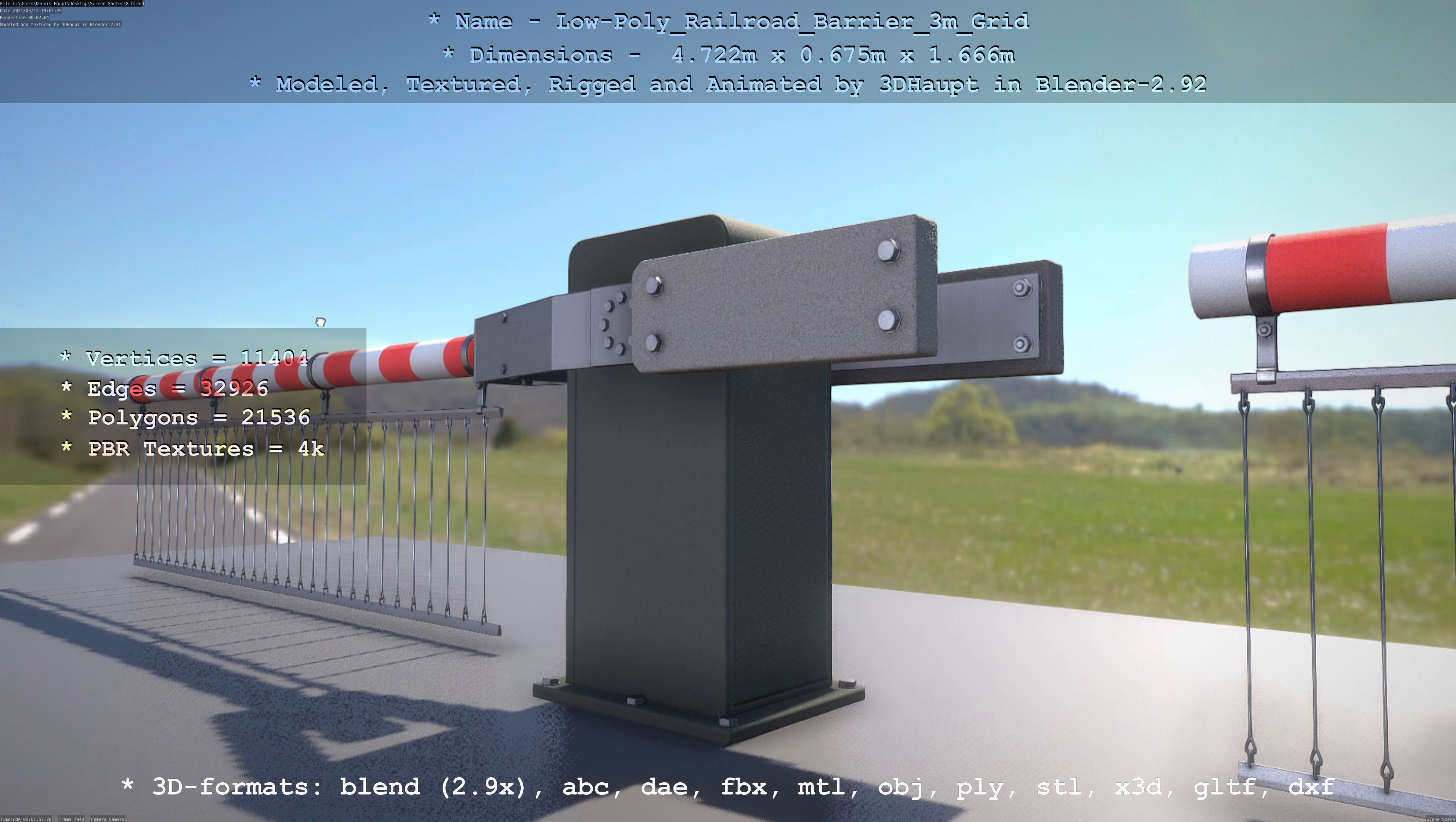 Low-Poly Railroad Barrier 3m Protective Grid Low-poly 3D model_66