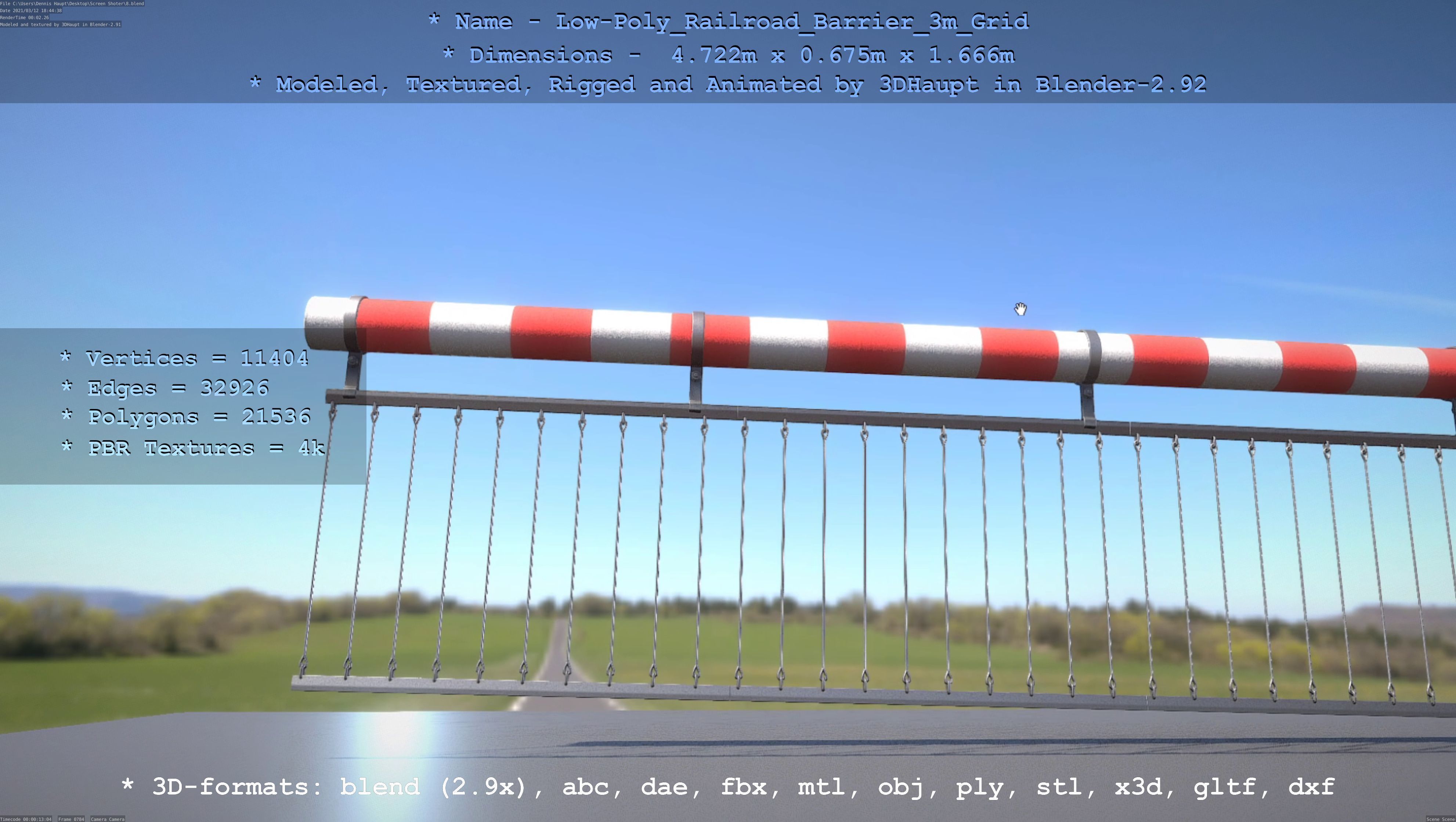 Low-Poly Railroad Barrier 3m Protective Grid Low-poly 3D model_104