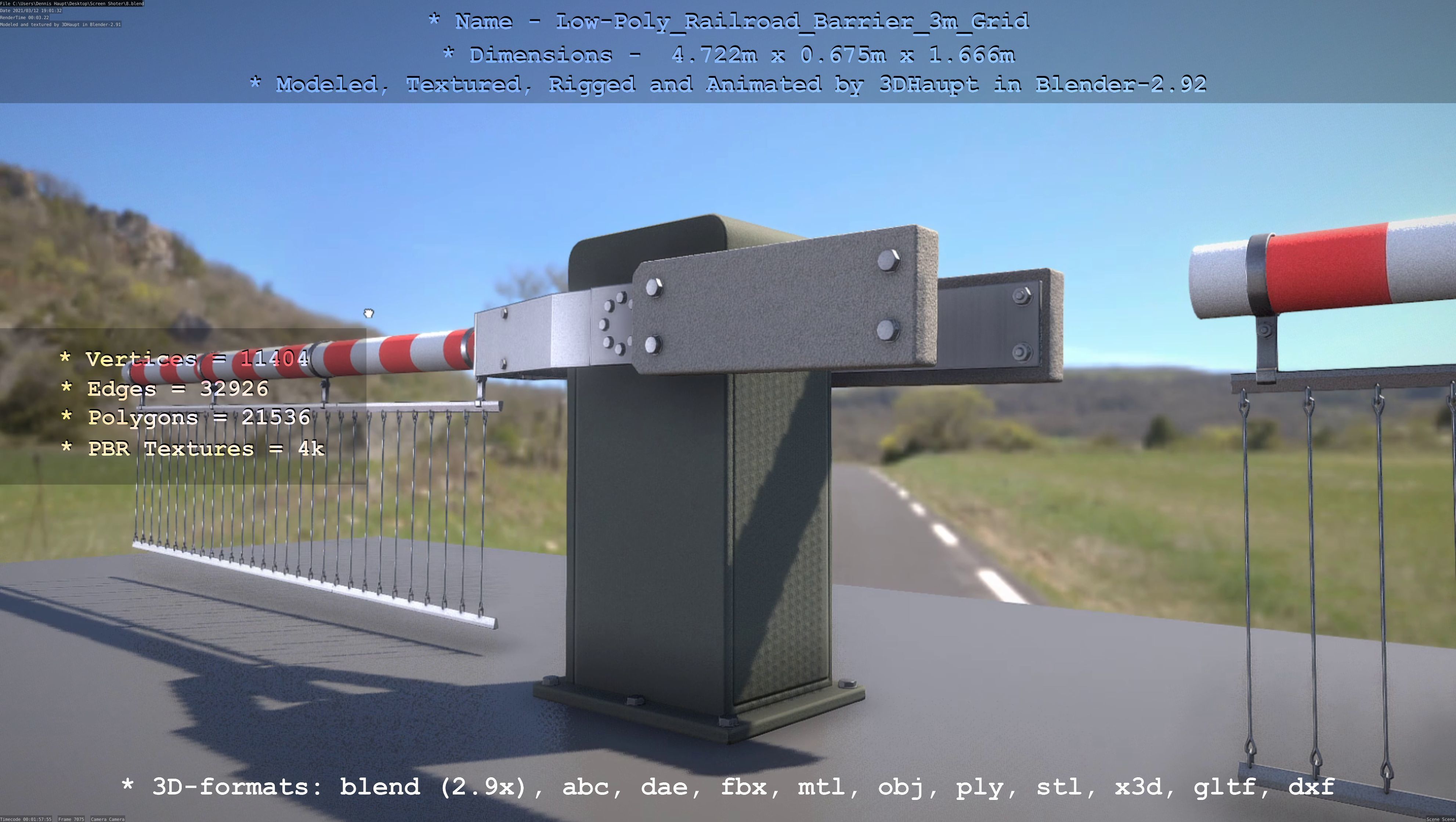 Low-Poly Railroad Barrier 3m Protective Grid Low-poly 3D model_65