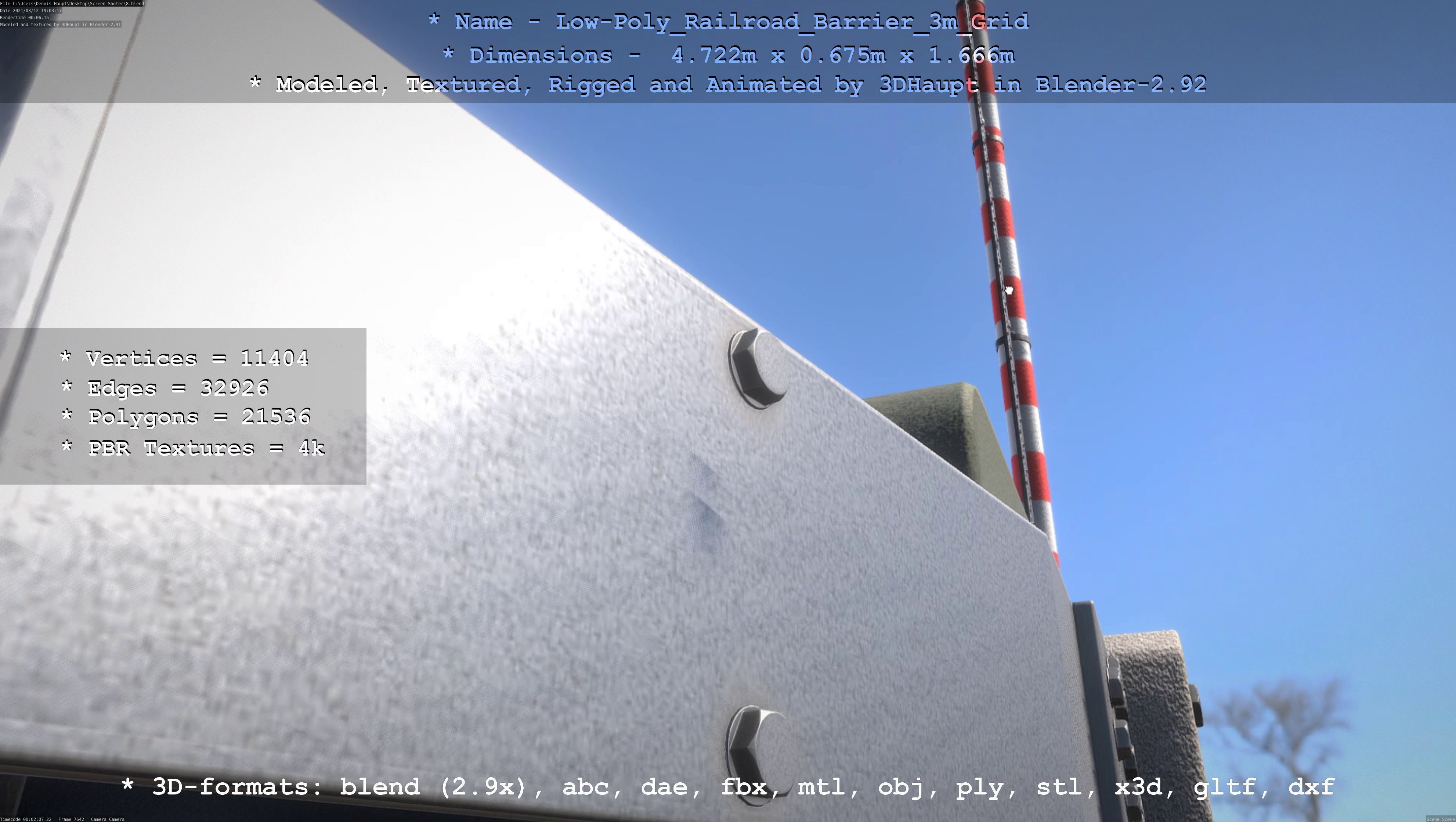 Low-Poly Railroad Barrier 3m Protective Grid Low-poly 3D model_78