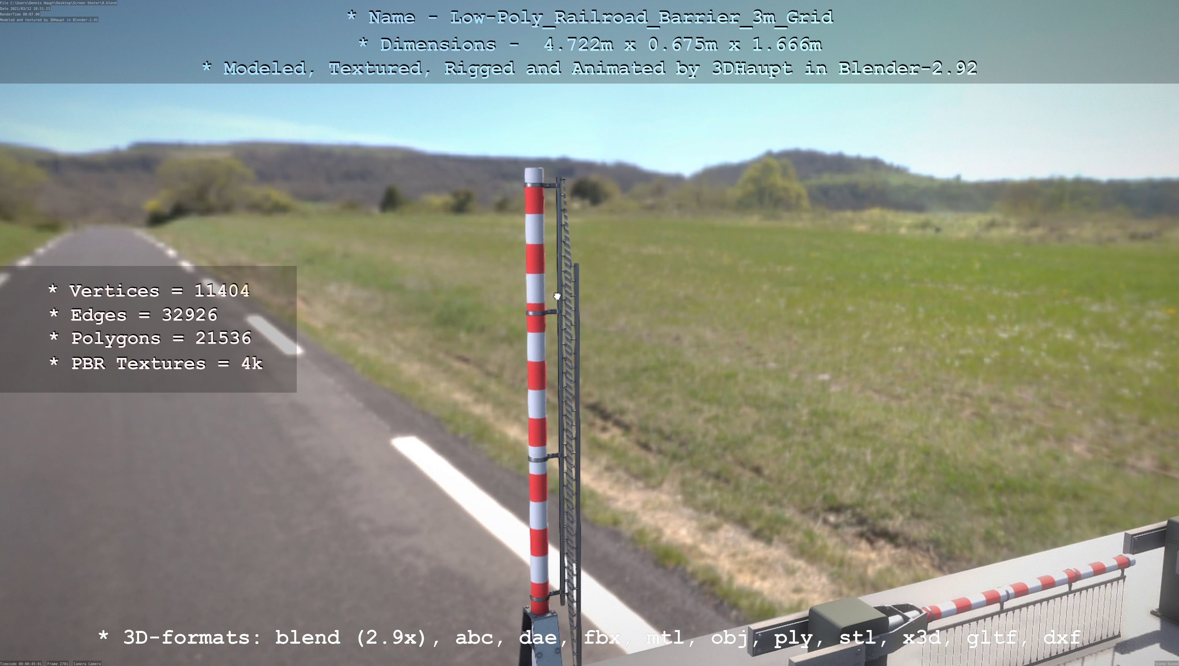 Low-Poly Railroad Barrier 3m Protective Grid Low-poly 3D model_40