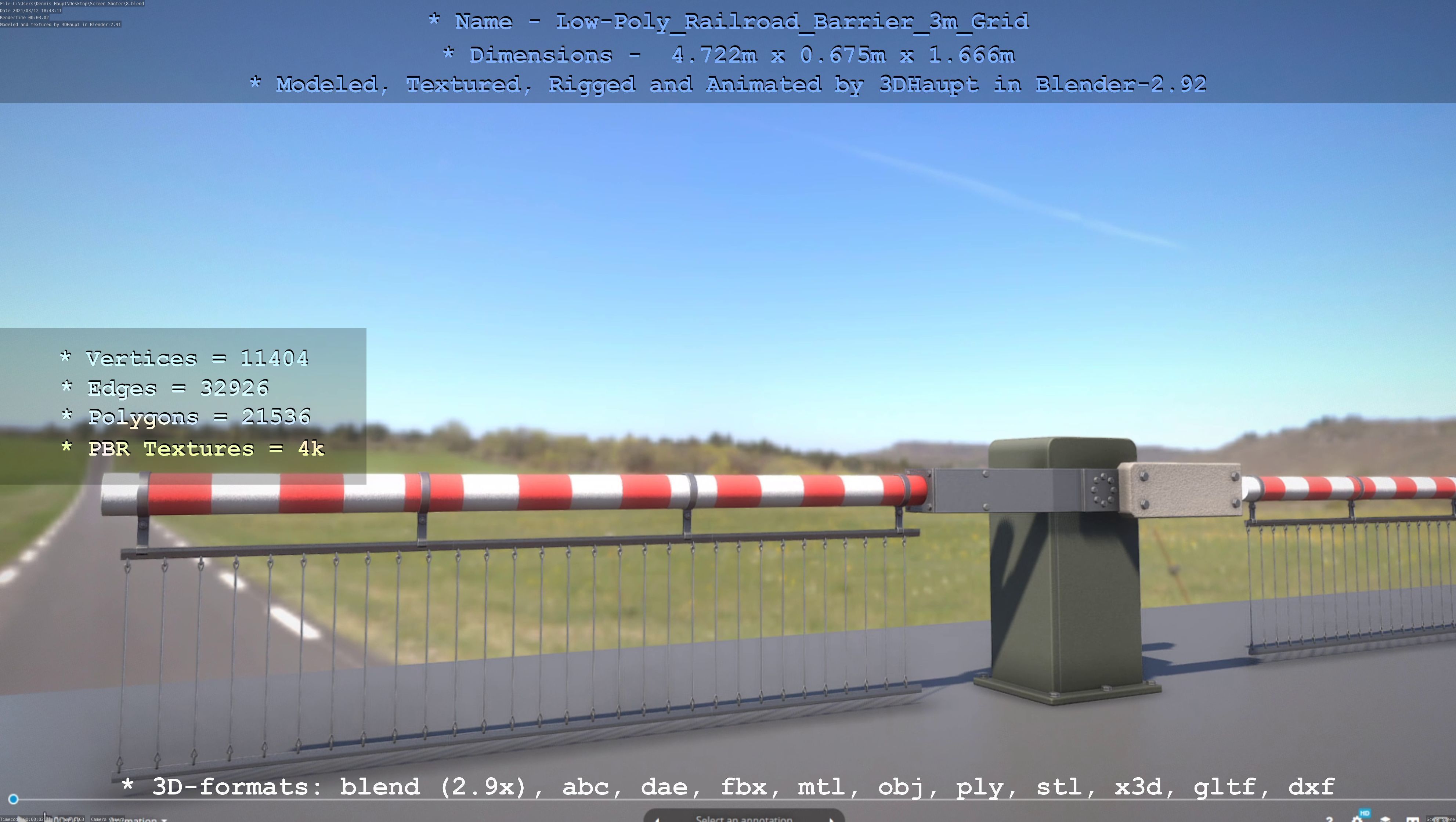 Low-Poly Railroad Barrier 3m Protective Grid Low-poly 3D model_89