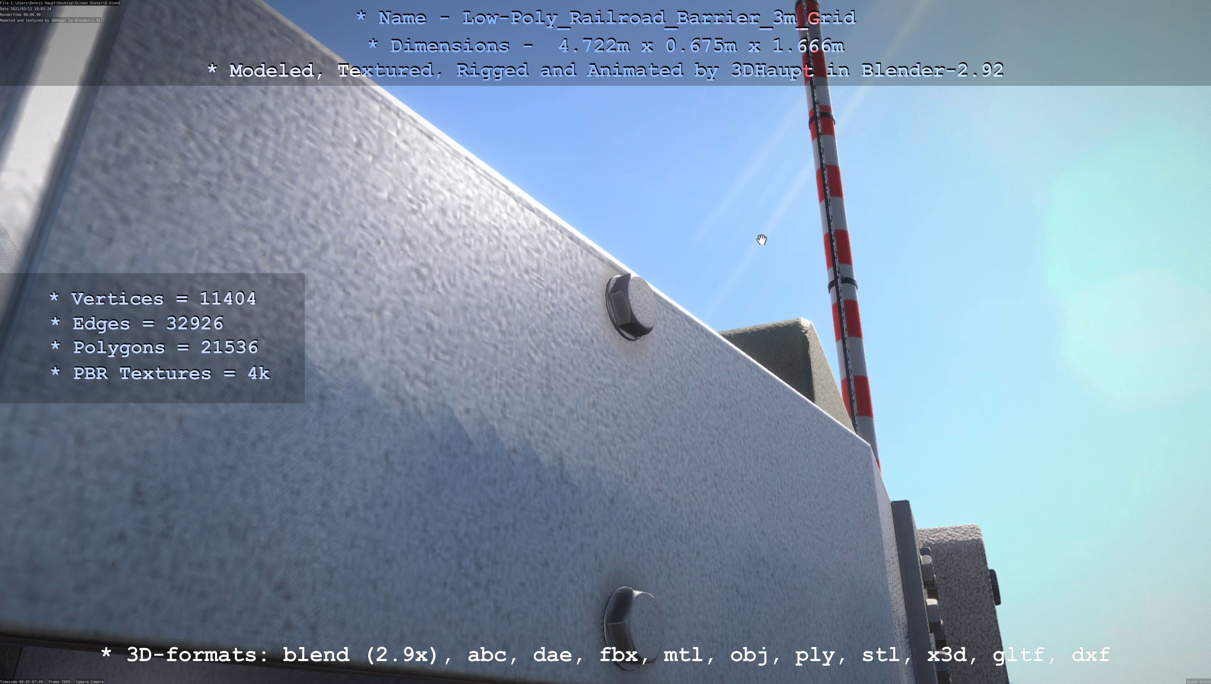 Low-Poly Railroad Barrier 3m Protective Grid Low-poly 3D model_75