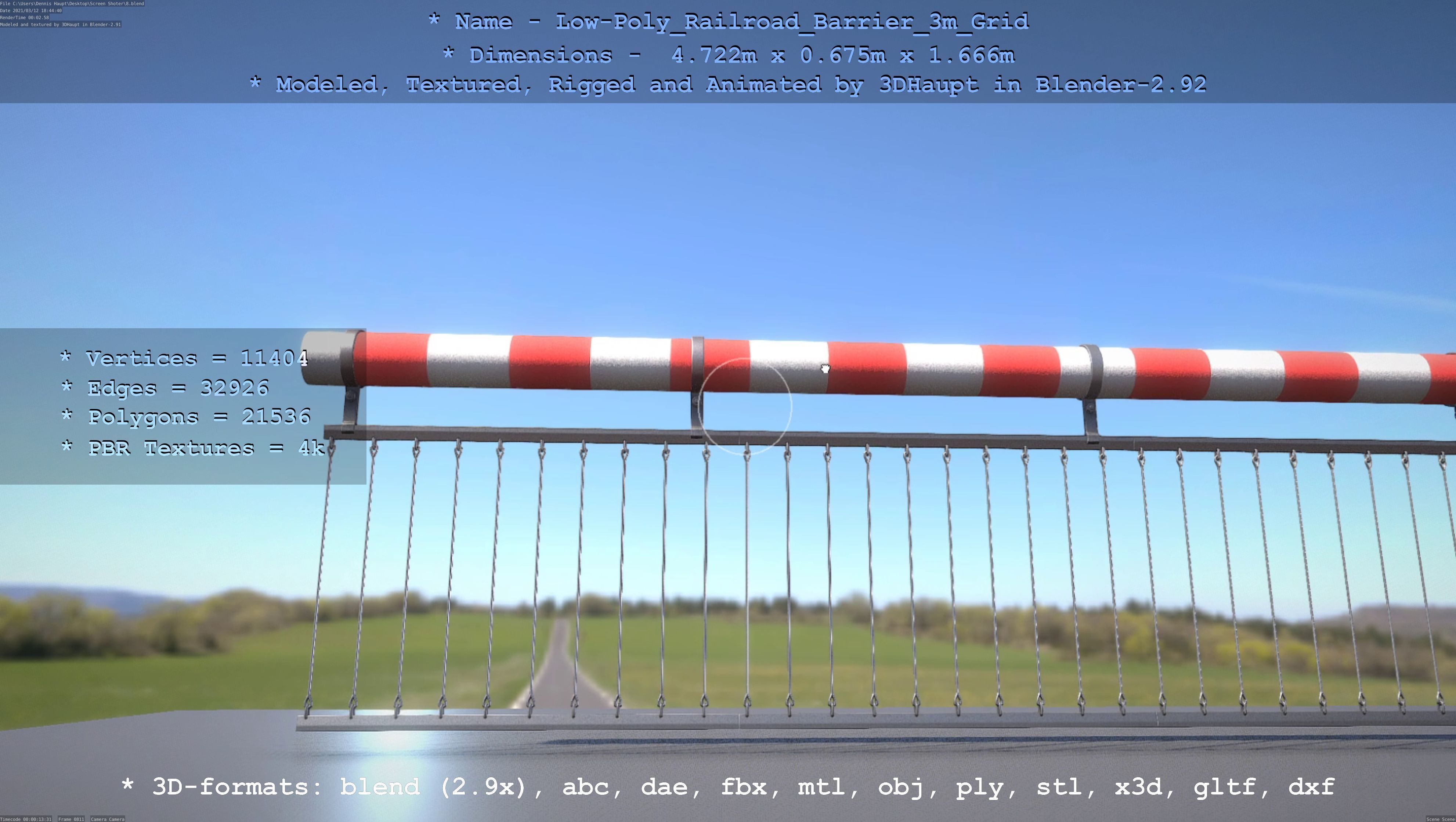 Low-Poly Railroad Barrier 3m Protective Grid Low-poly 3D model_106