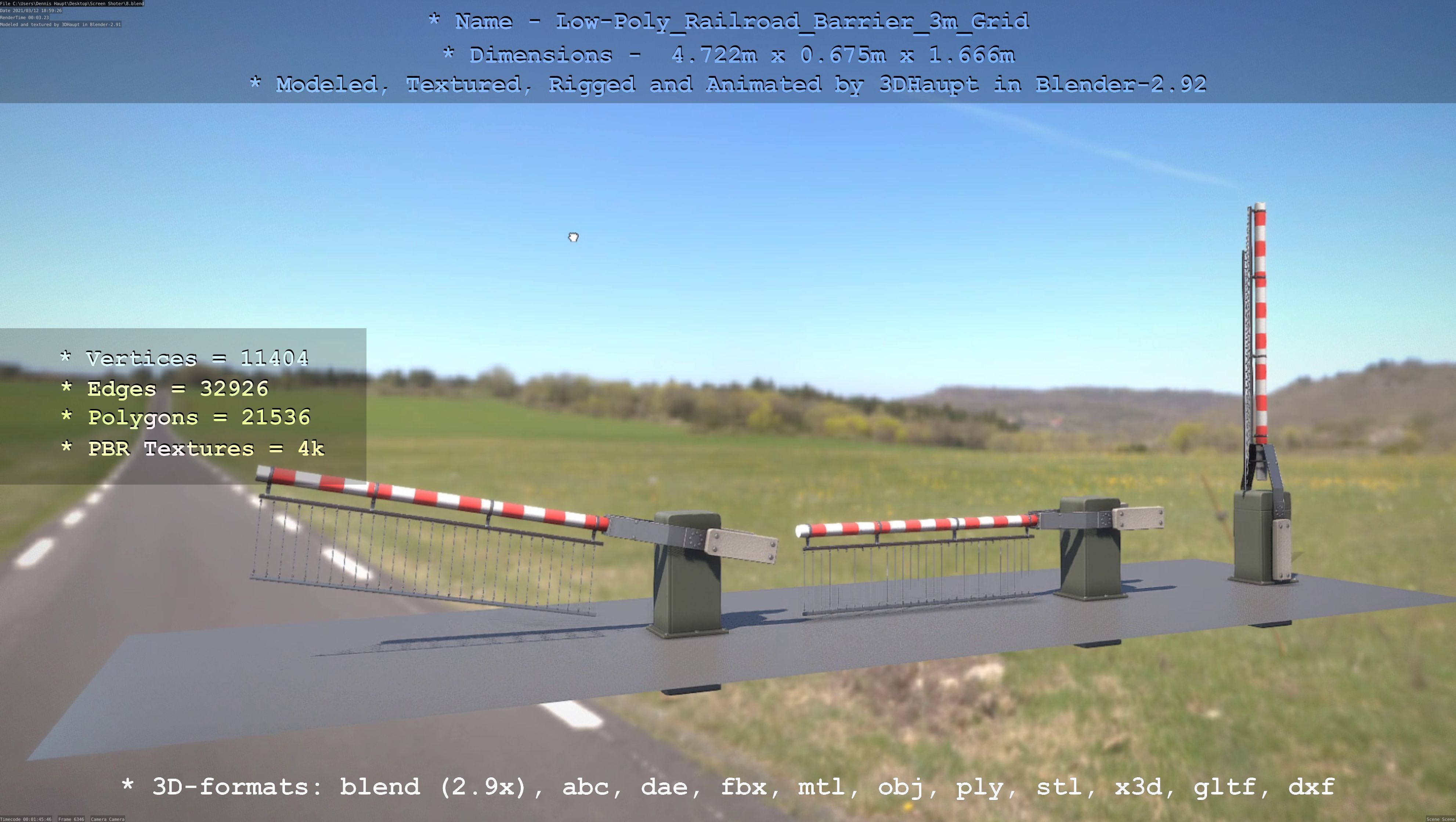 Low-Poly Railroad Barrier 3m Protective Grid Low-poly 3D model_48