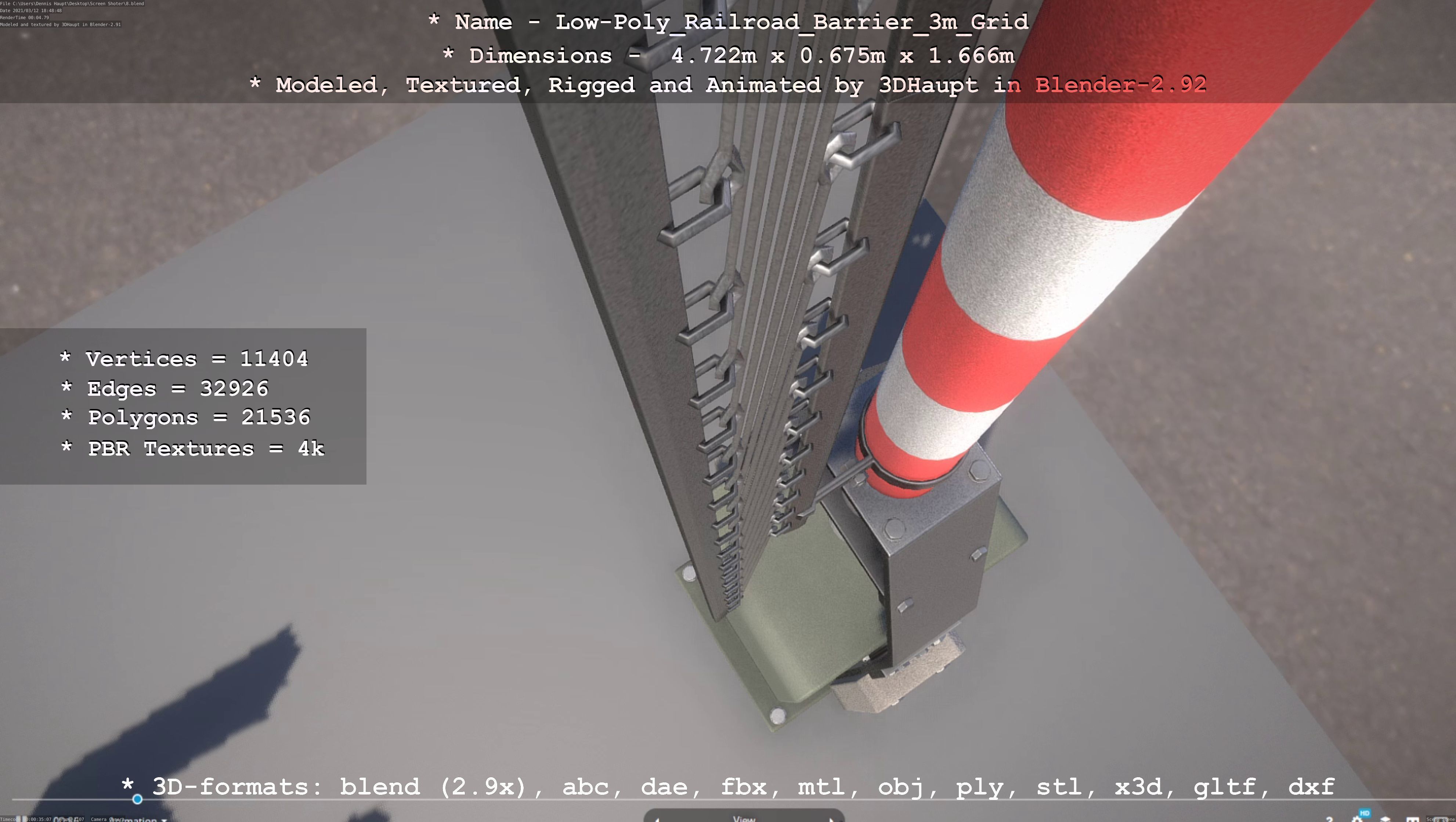 Low-Poly Railroad Barrier 3m Protective Grid Low-poly 3D model_26