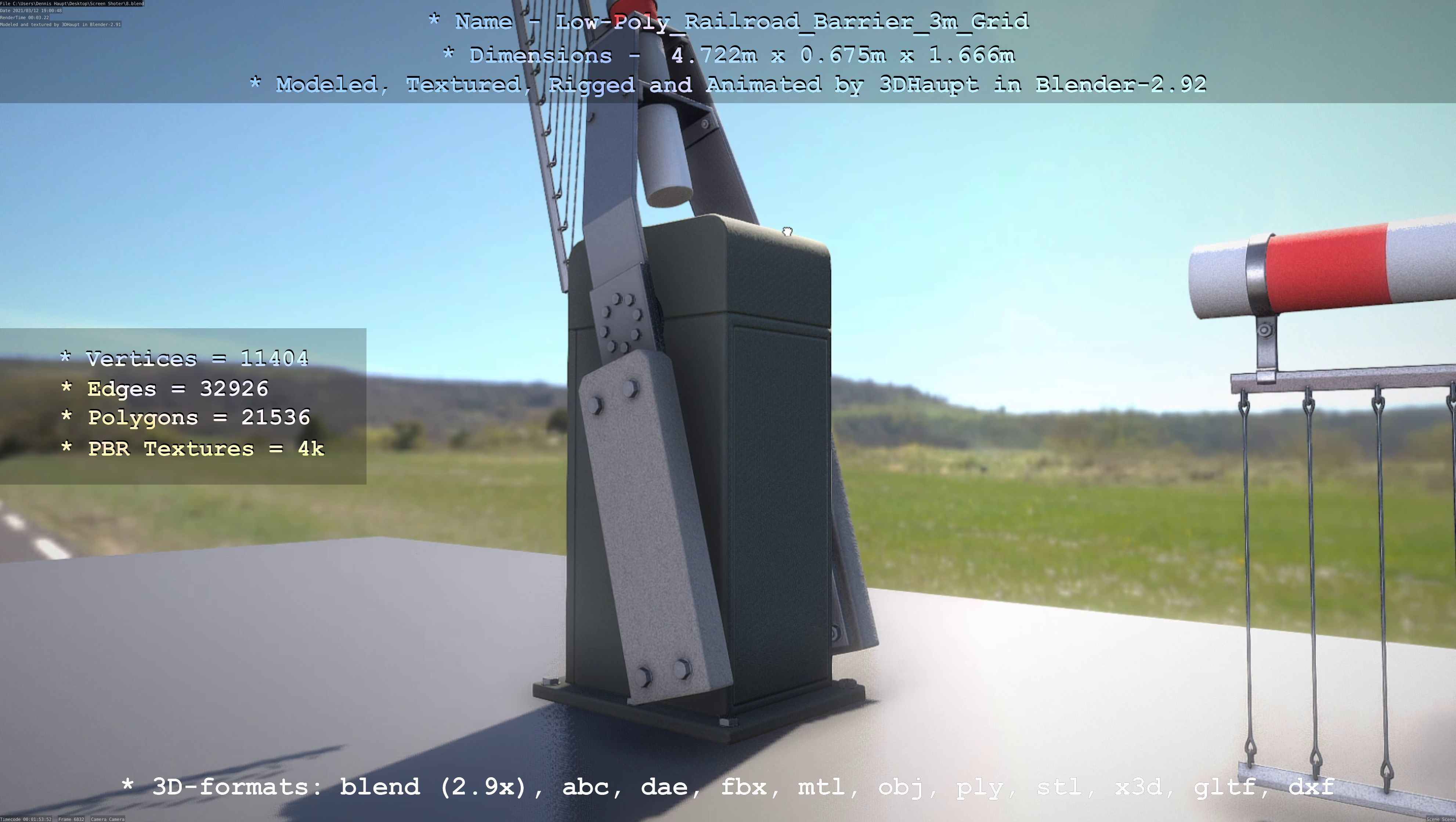 Low-Poly Railroad Barrier 3m Protective Grid Low-poly 3D model_58