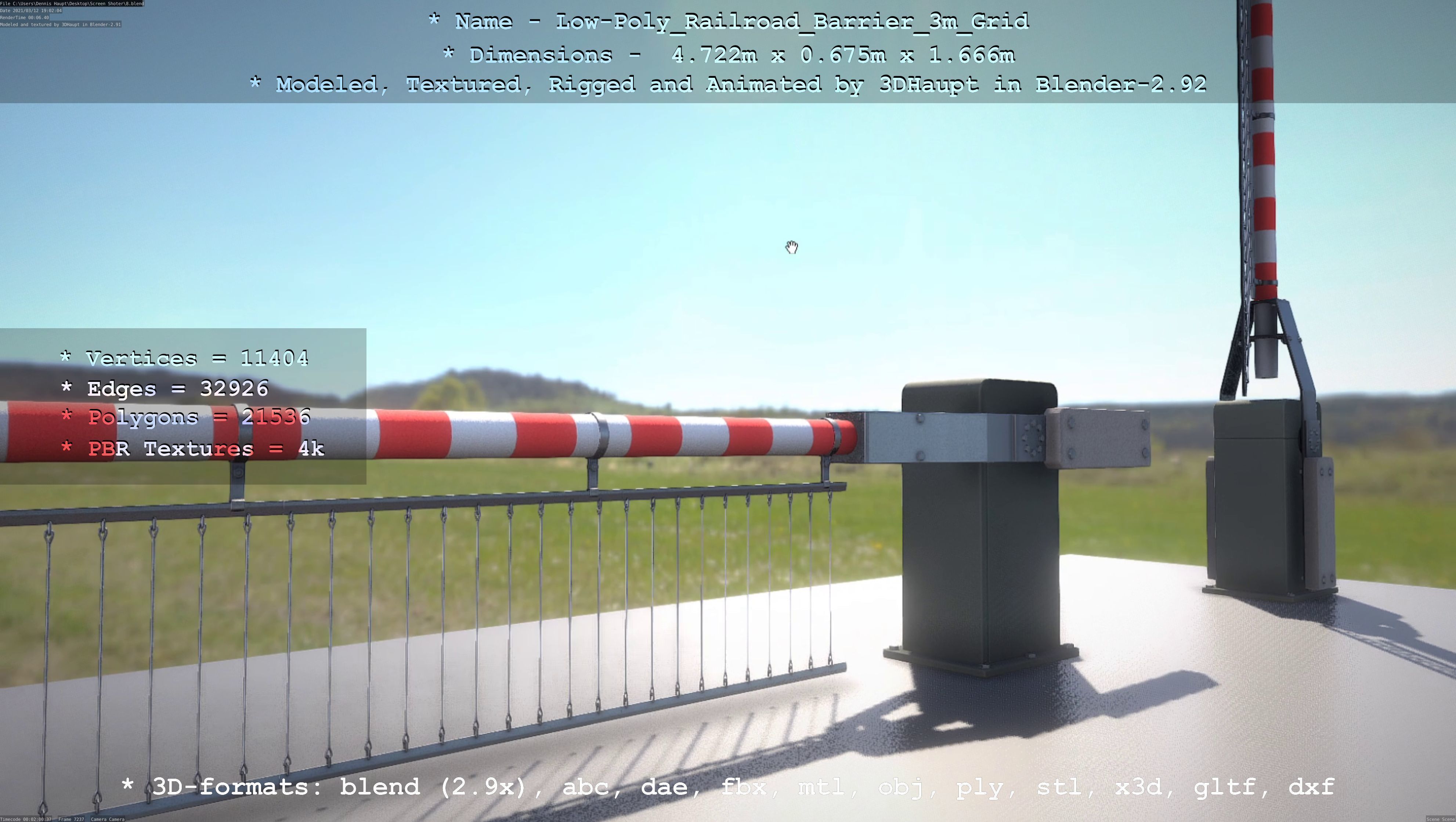 Low-Poly Railroad Barrier 3m Protective Grid Low-poly 3D model_73