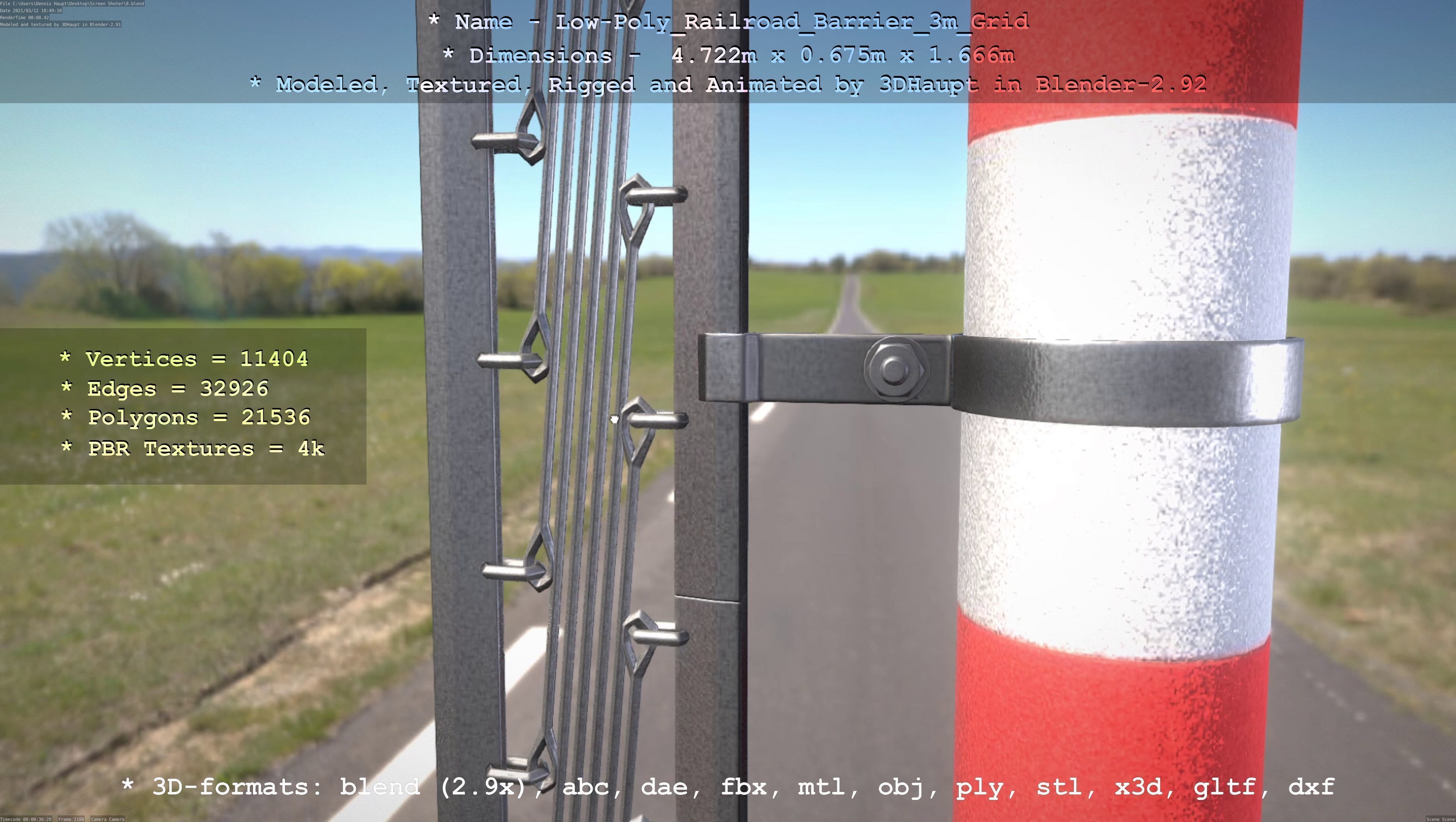 Low-Poly Railroad Barrier 3m Protective Grid Low-poly 3D model_32