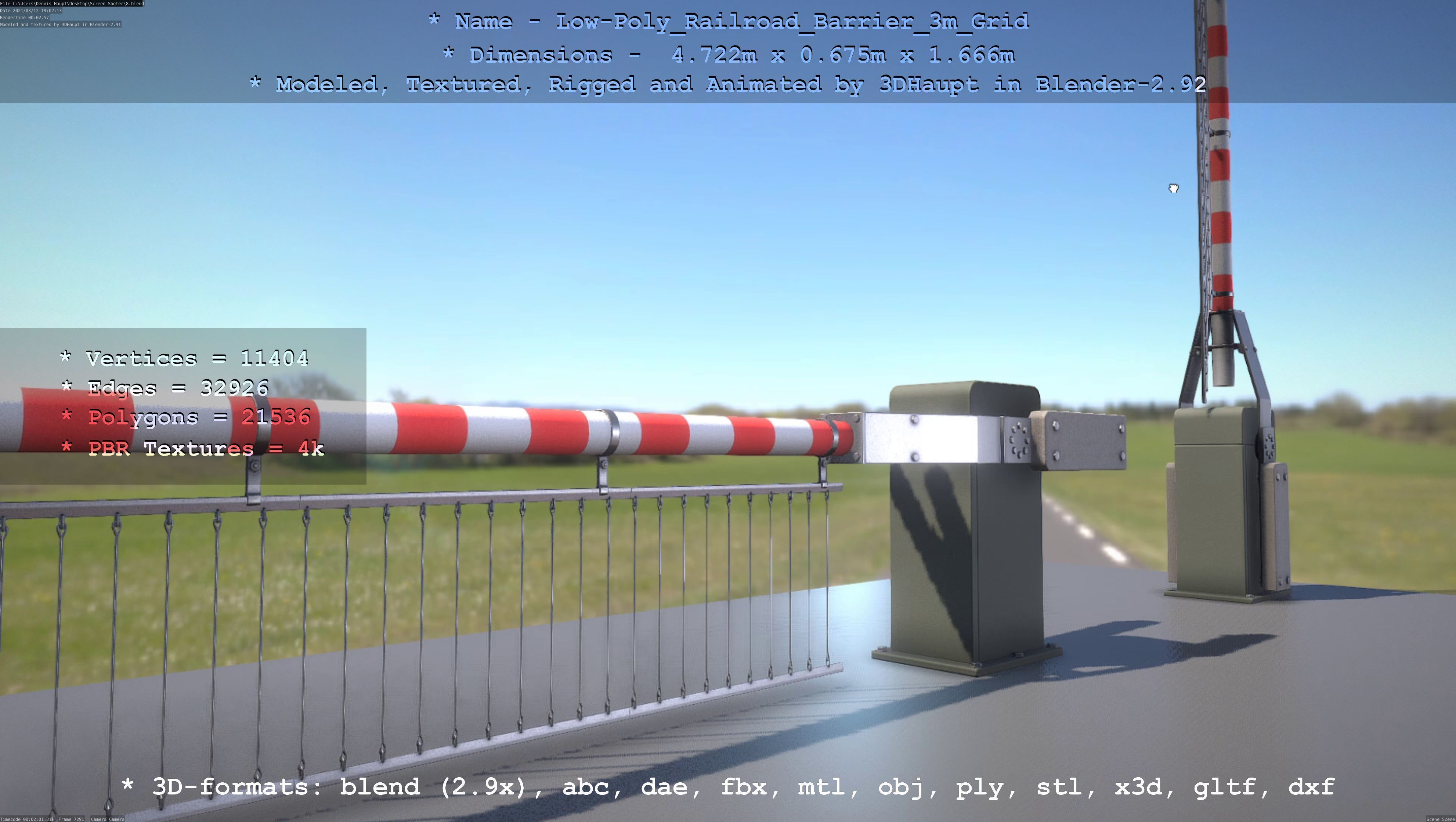 Low-Poly Railroad Barrier 3m Protective Grid Low-poly 3D model_71