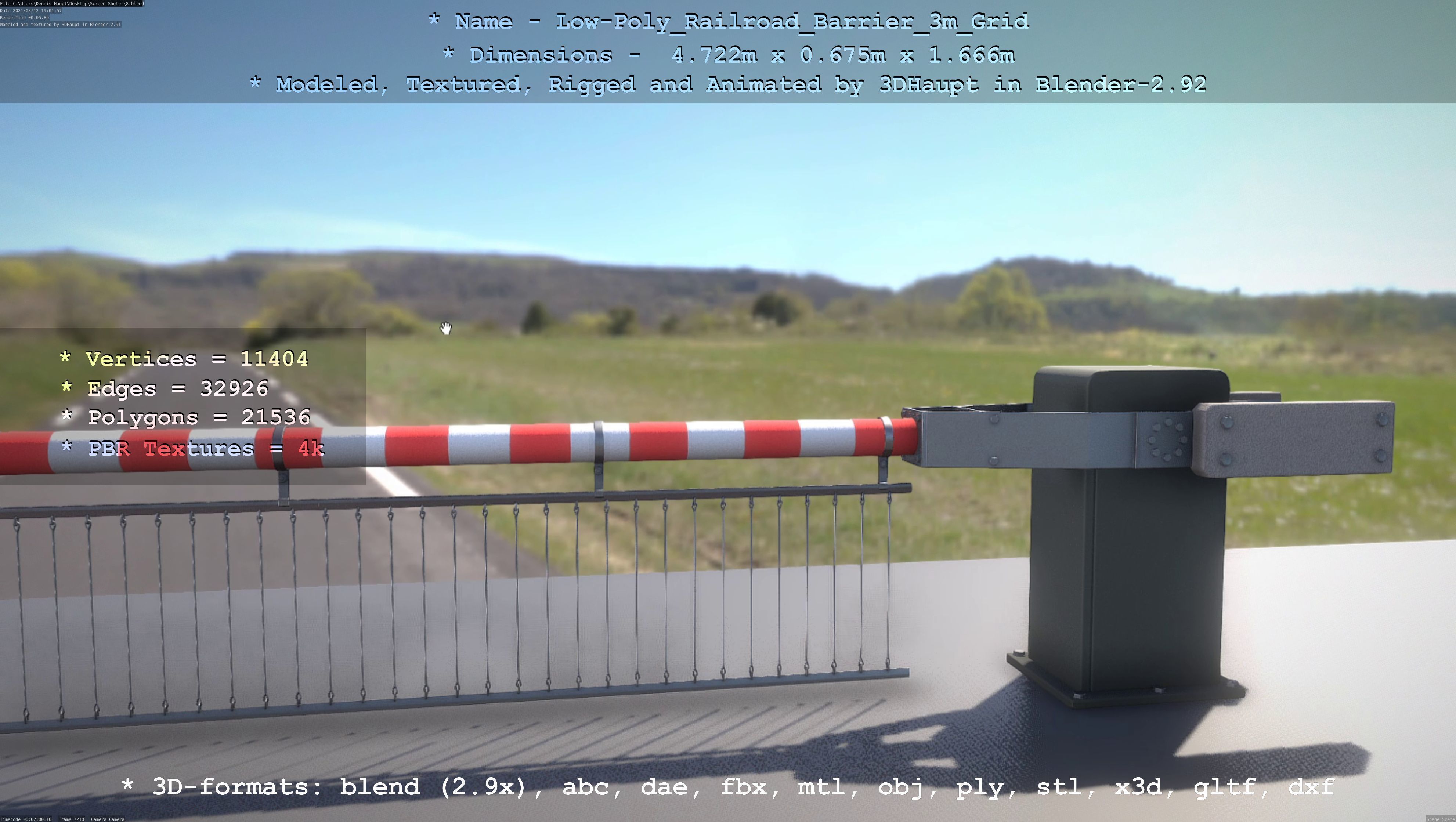 Low-Poly Railroad Barrier 3m Protective Grid Low-poly 3D model_64